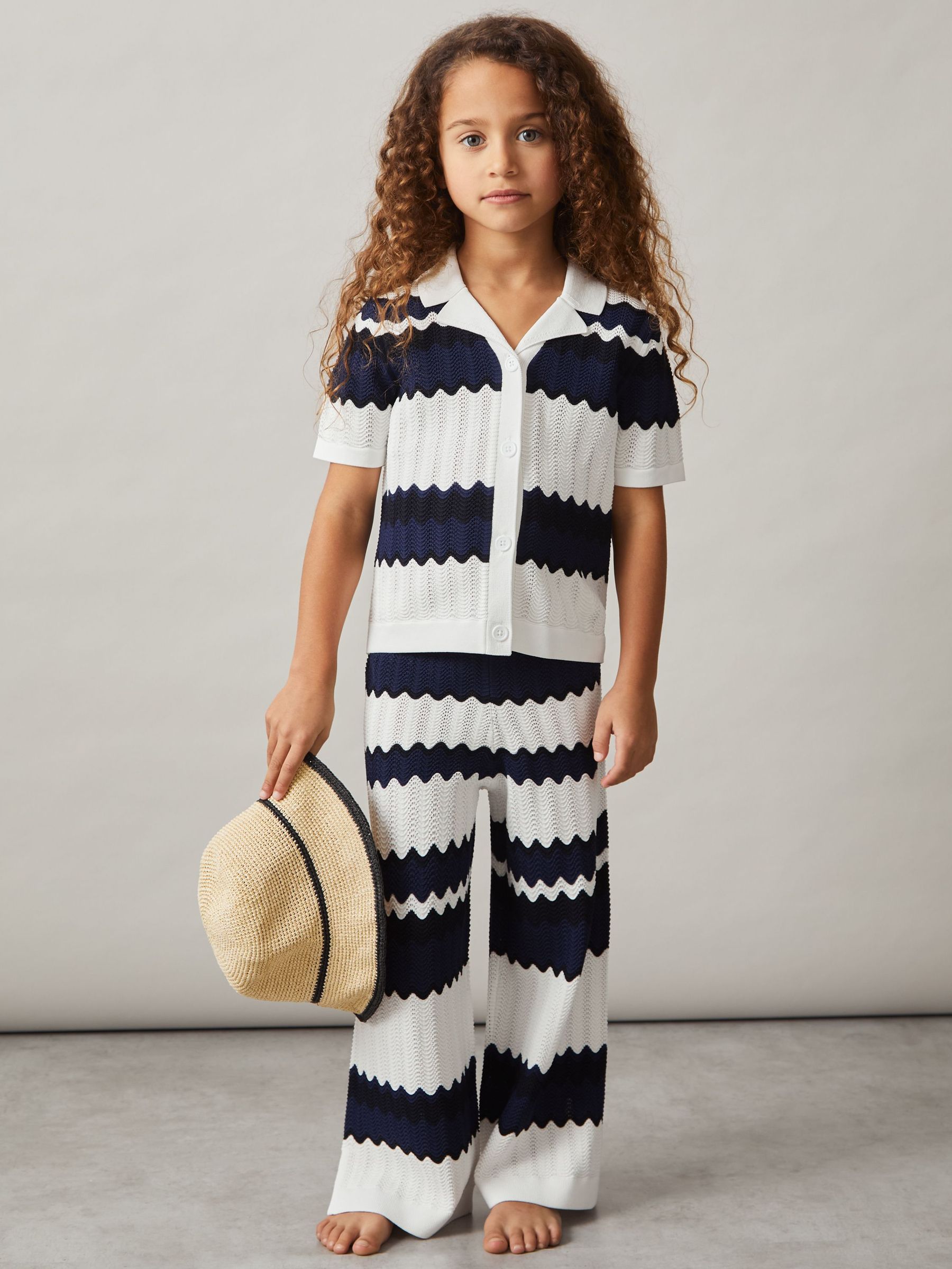 4-9 yrs Zig-Zag Pointelle-Knit Top in Navy (AT0649) | €60