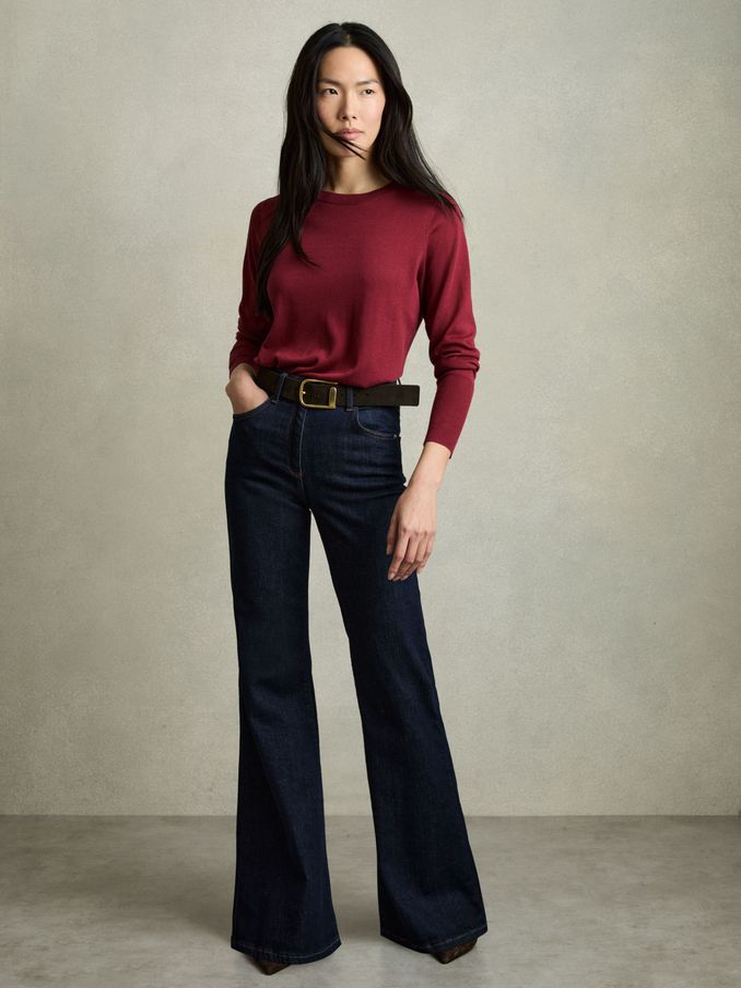 Fine-Knit Crew-Neck Jumper With Cashmere in Red (AT0651) | $135