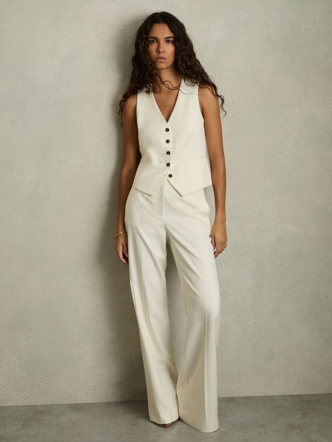 Wide-Leg Tailored Trousers in Cream (AT0664) | US$285