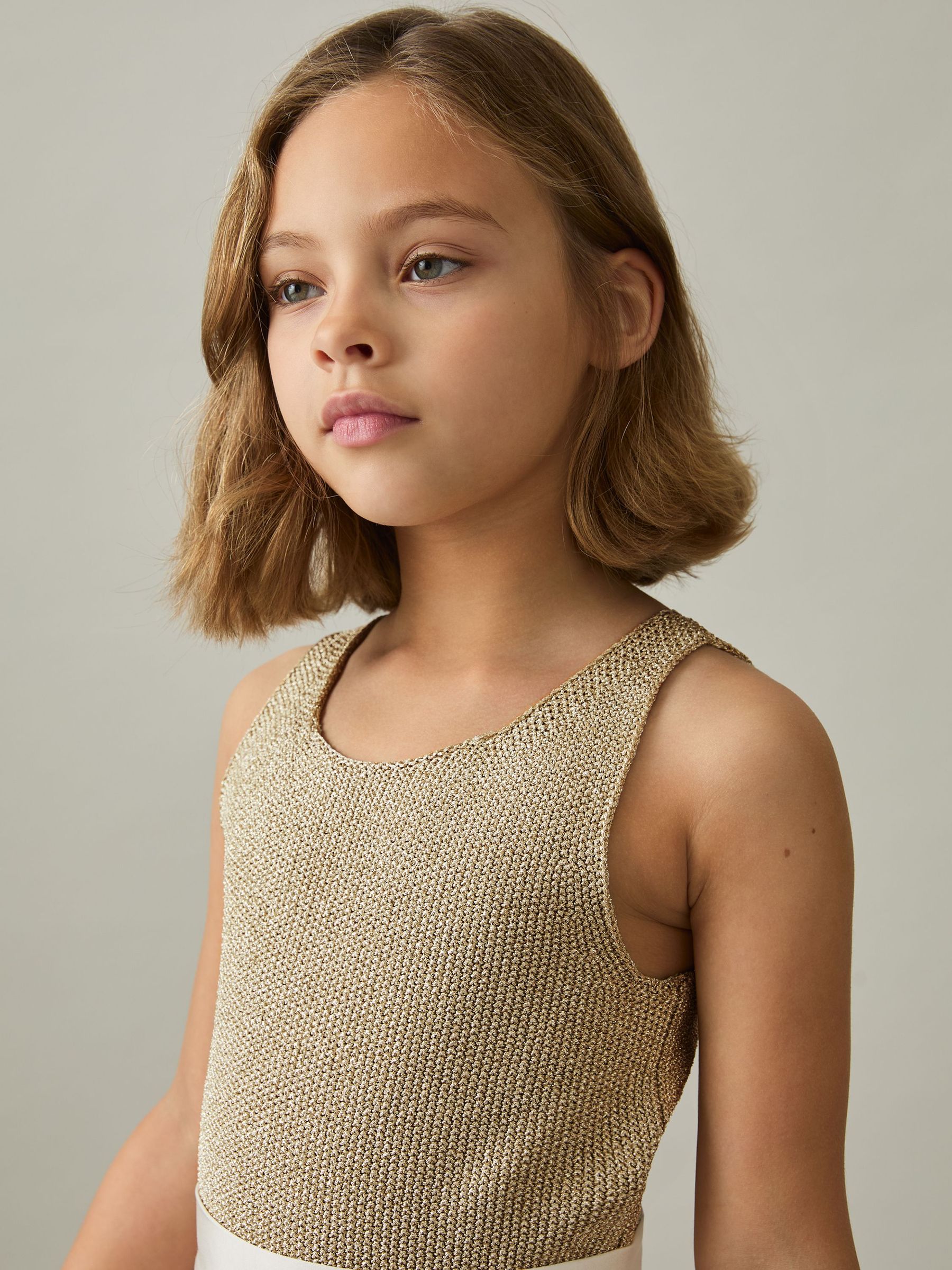 9-13 yrs Metallic-Knit Vest Top in Gold (AT0666) | €55