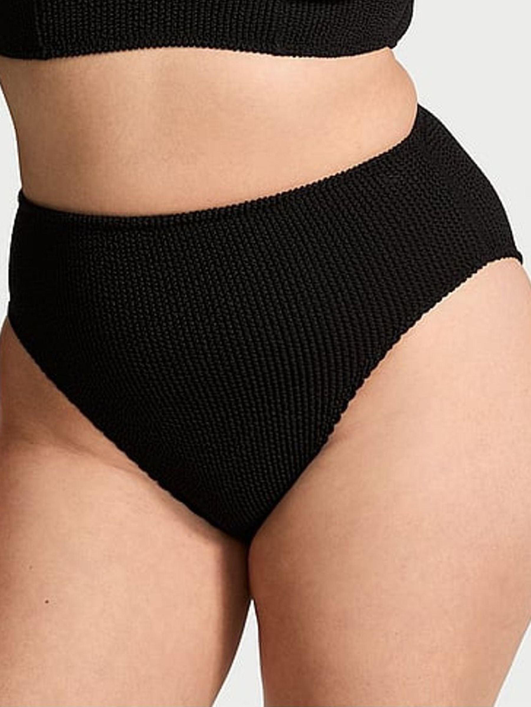 Black High Waisted Crinkle Bikini Bottoms (AT0917) | €52