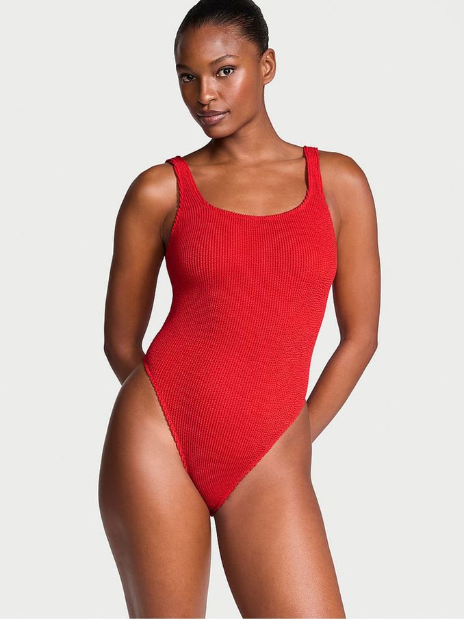Vermillion Red Crinkle Scoop Swimsuit (AT0939) | €56