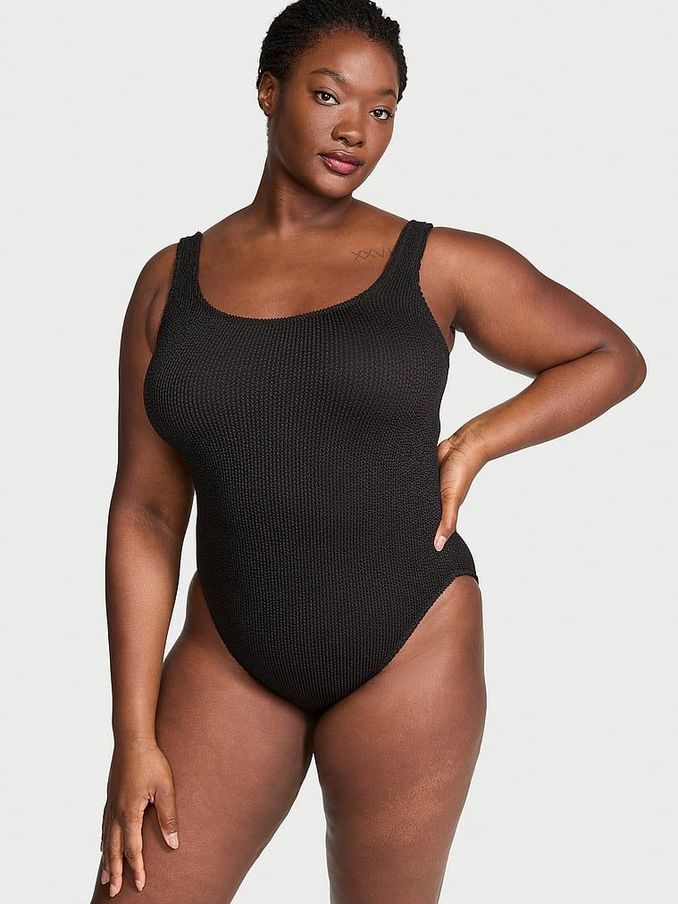 Pure Black Crinkle Scoop Swimsuit (AT0949) | €40