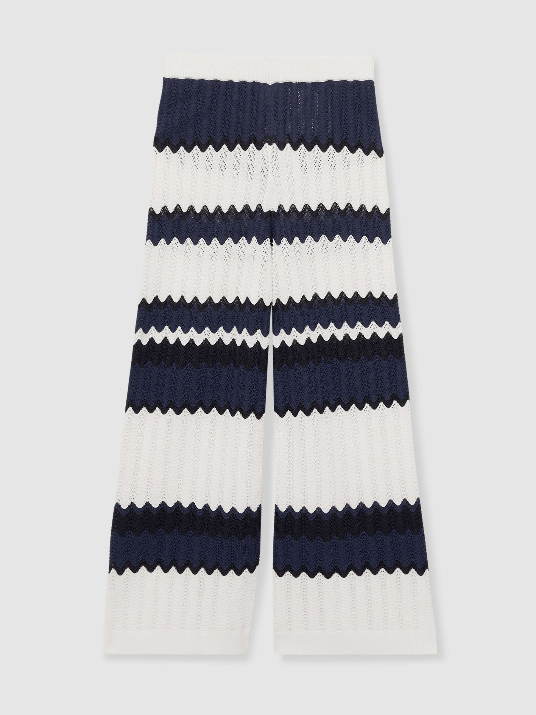 13-14 yrs Zig-Zag Pointelle-Knit Trousers in Navy (AT1451) | US$80