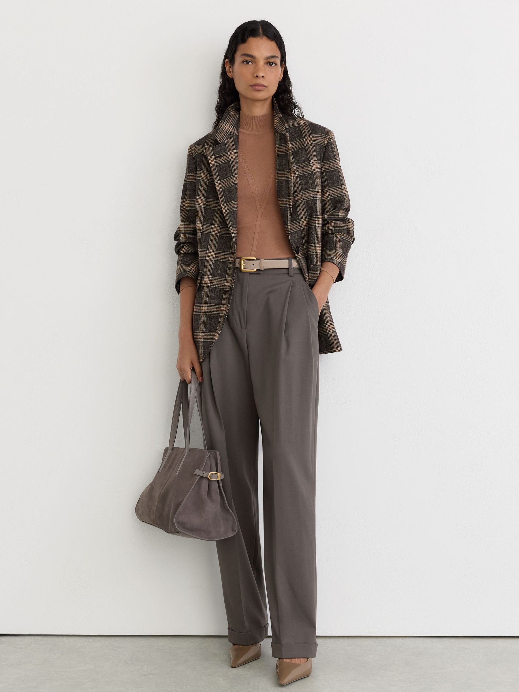 Braun - Wool Check Relaxed Single-breasted Blazer