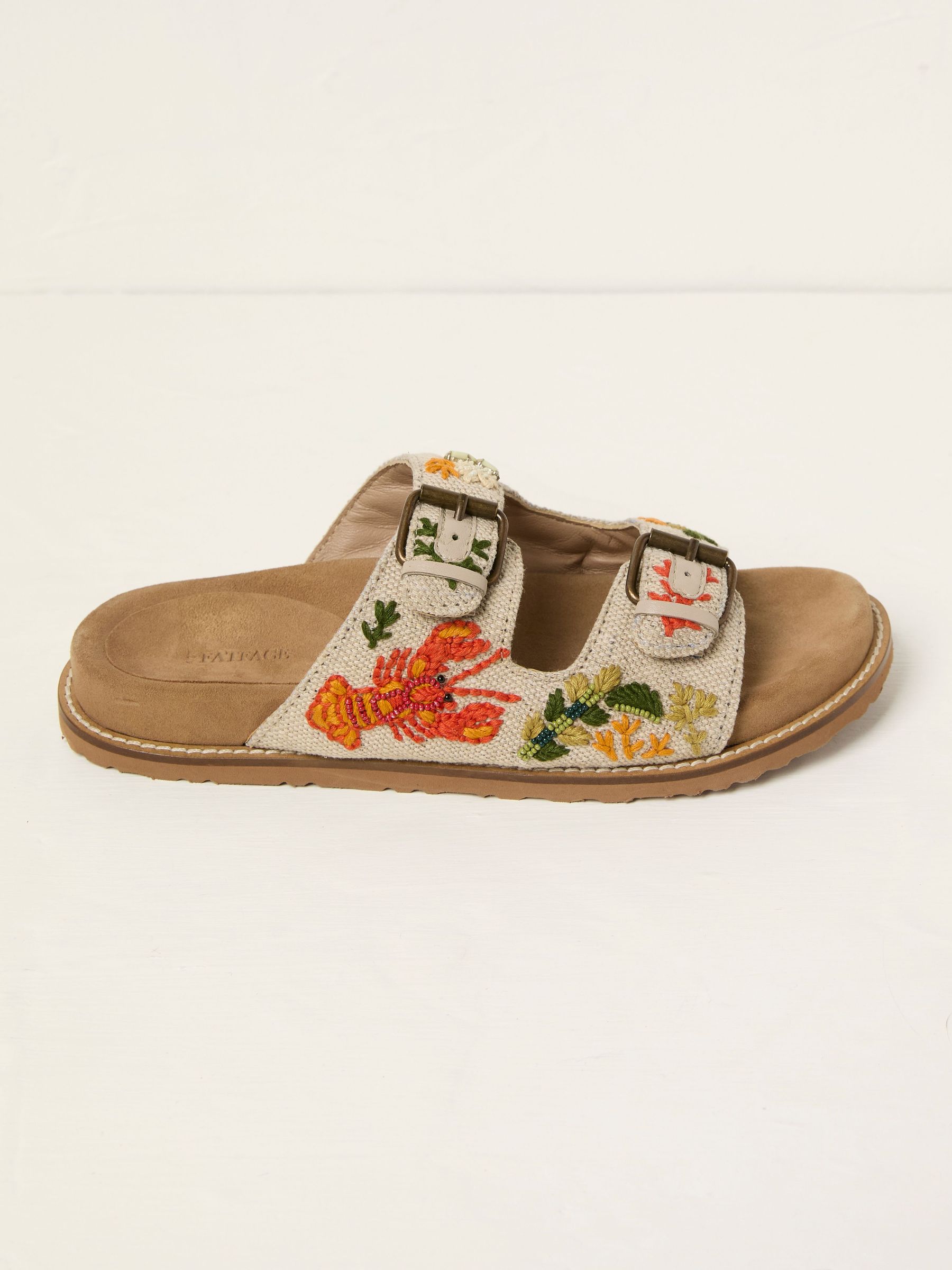 Ivory Lobster Embroidered Meldon Sandal (AT1865) | $113