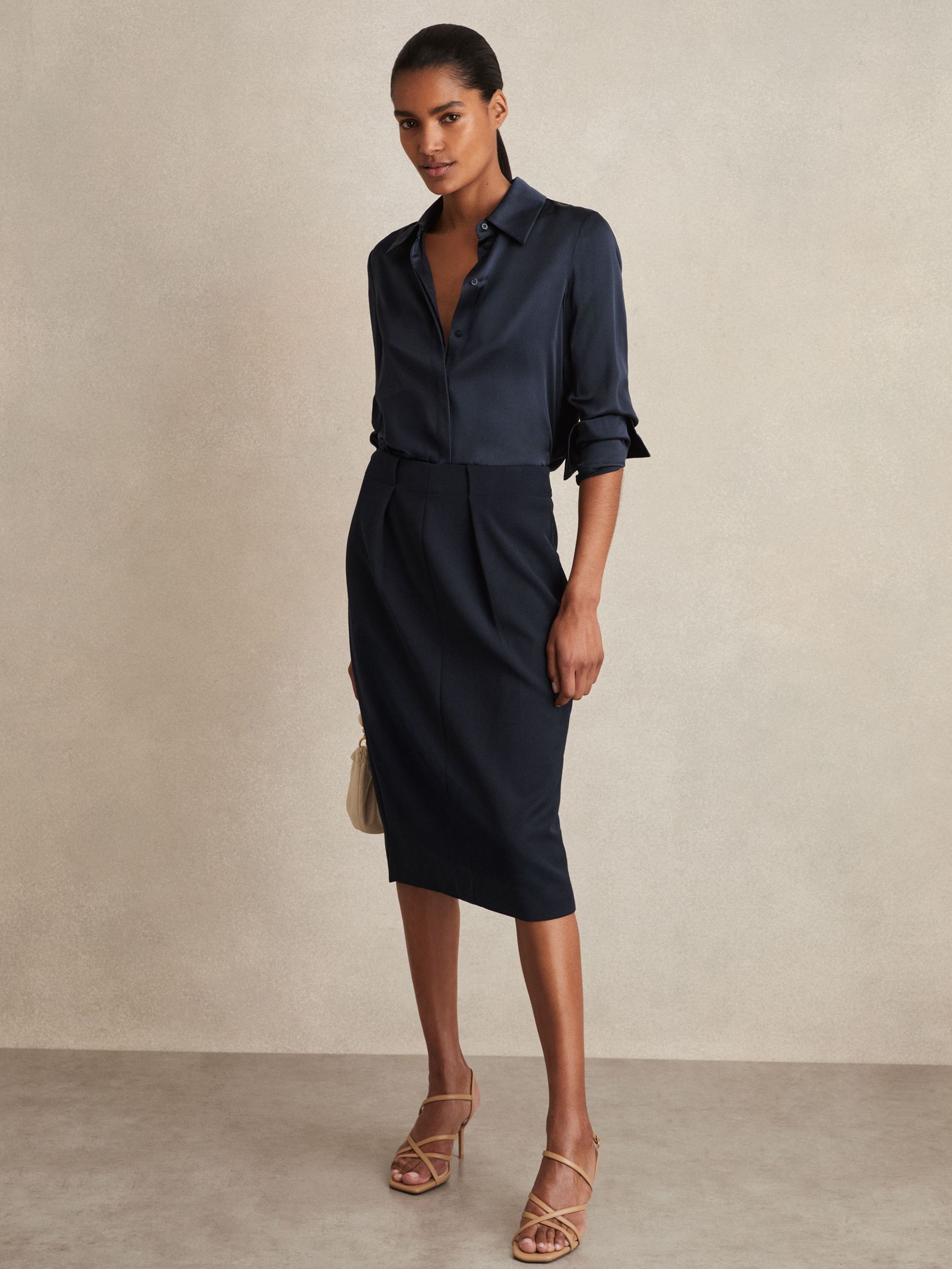 Tailored Midi Suit Skirt in Navy (AT2083) | €140