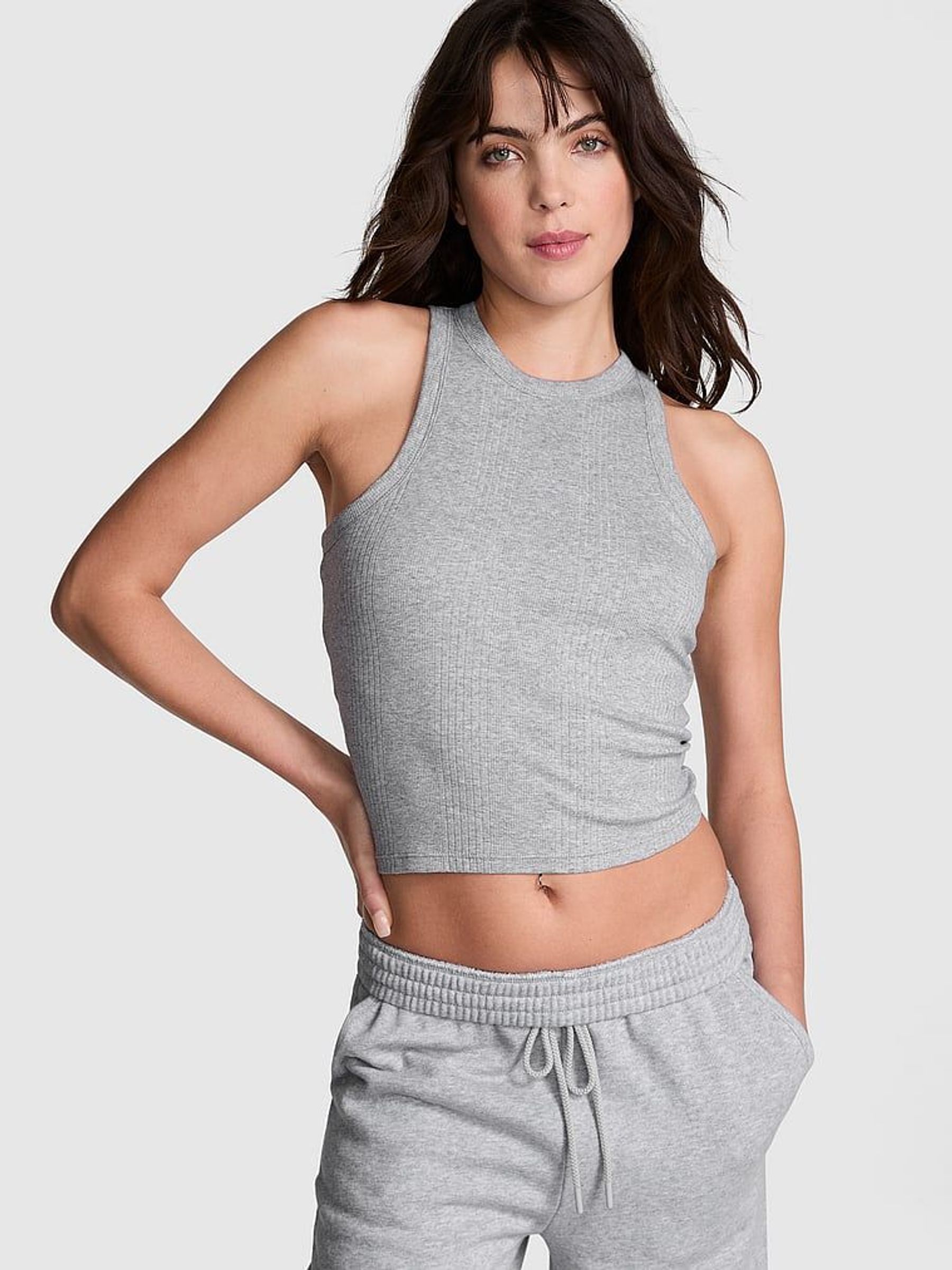 Grey Heather Rib Tank Top (AT4558) | €22