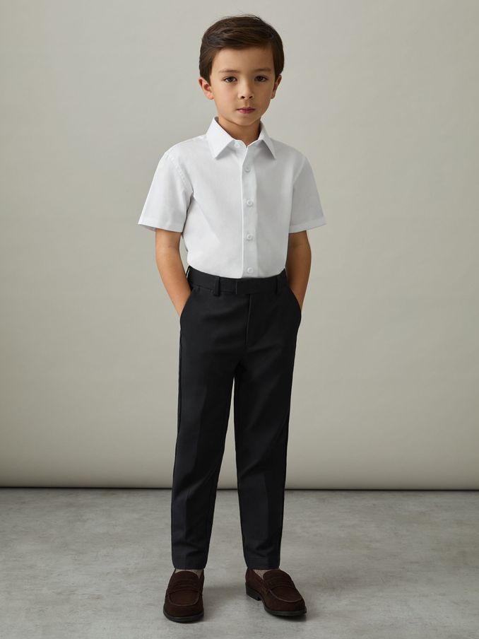 3-9 yrs Cotton Slim-Fit Short-Sleeve Shirt in White (AT5434) | €30