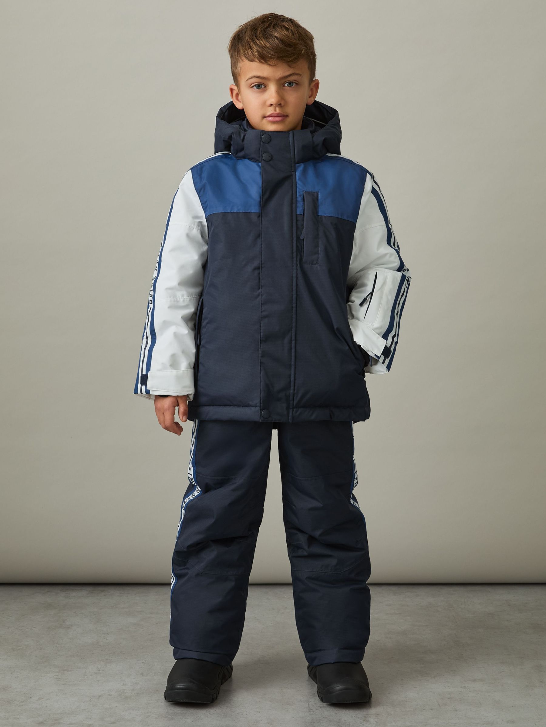 3-9 yrs Padded-Ripstop Ski Jacket in White/Navy/Blue (AT5439) | $170
