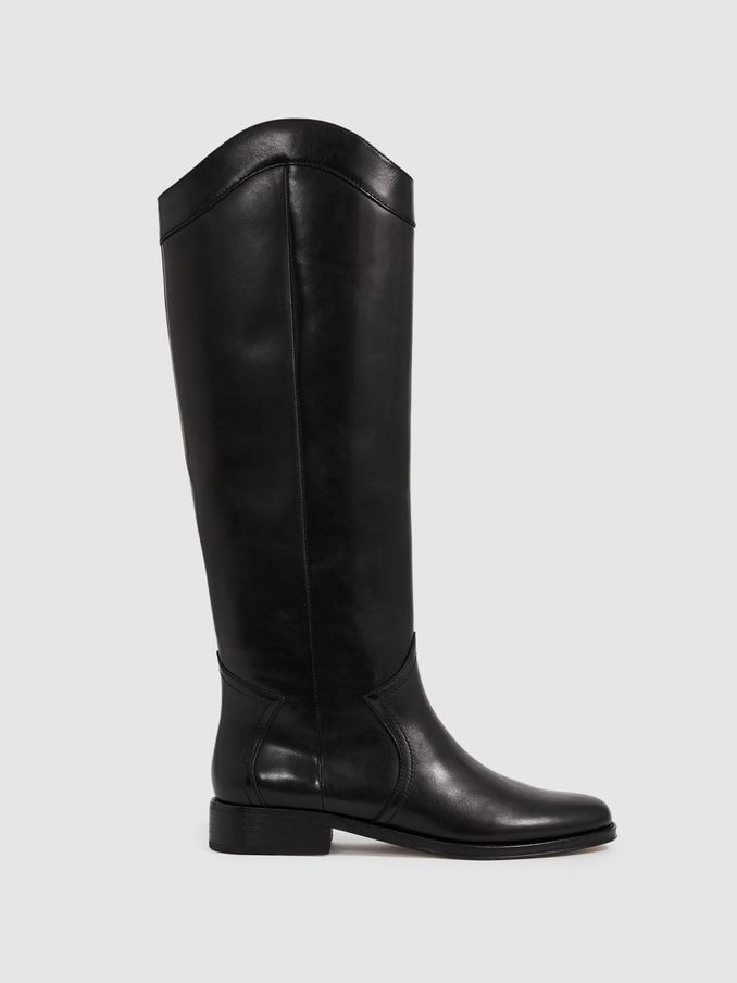 Paige Leather Knee-High Riding Boots in Black (AT5458) | €745