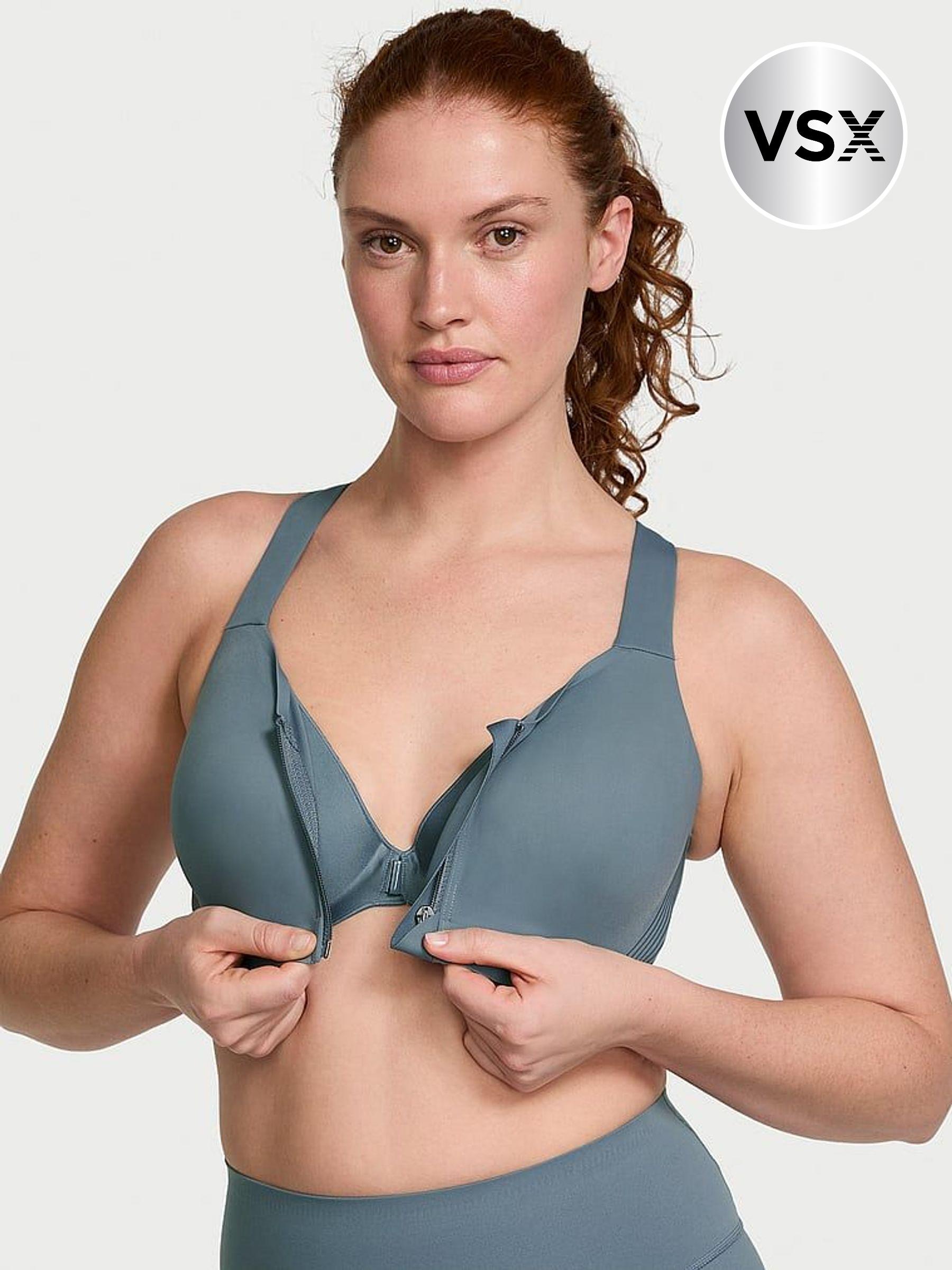 Dark Steel Blue Front Close Straight Back Sports Bra (AT6341) | €63