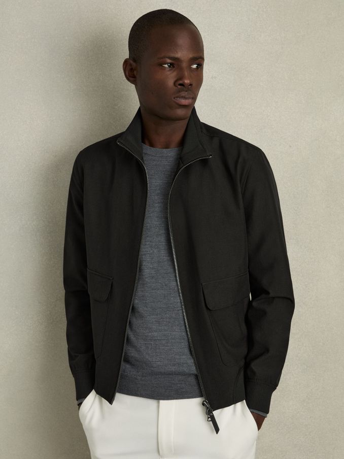 Zip-Through Funnel-Neck Jacket in Black (AT8158) | US$455