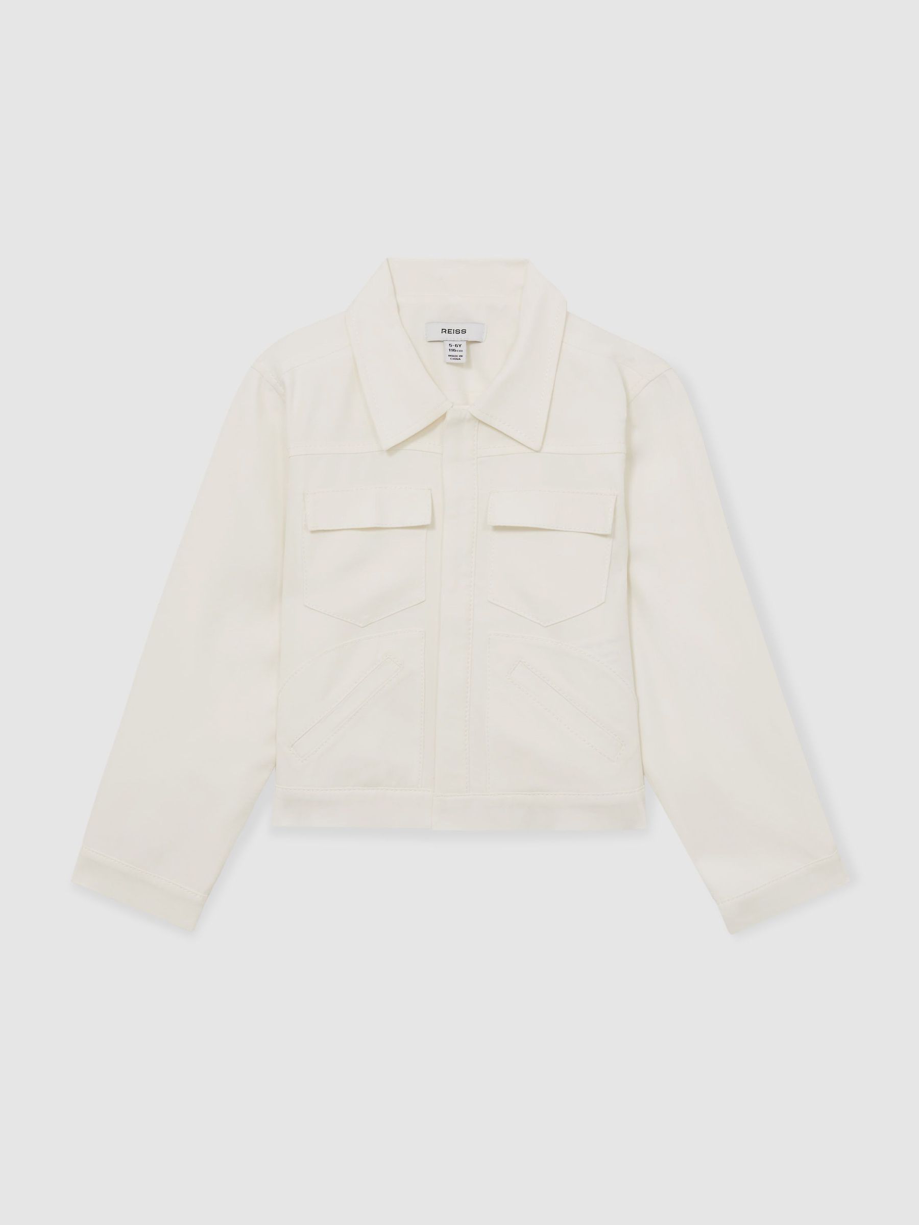13-14 yrs Button-Through Cropped Shirt Jacket in Ivory (AT8161) | €130