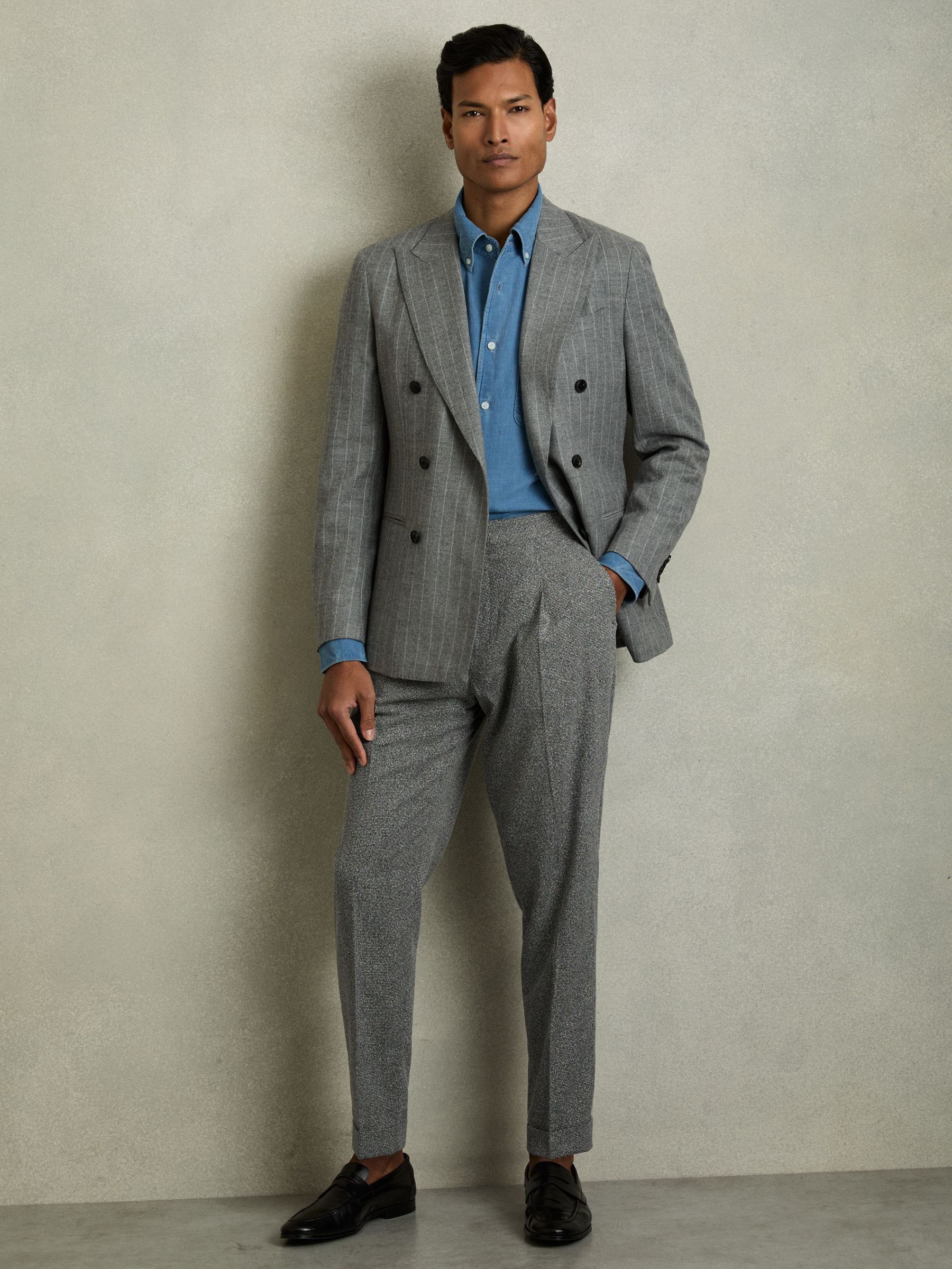 Puppytooth-Check Tailored Trousers in Soft Grey (AT8168) | €185