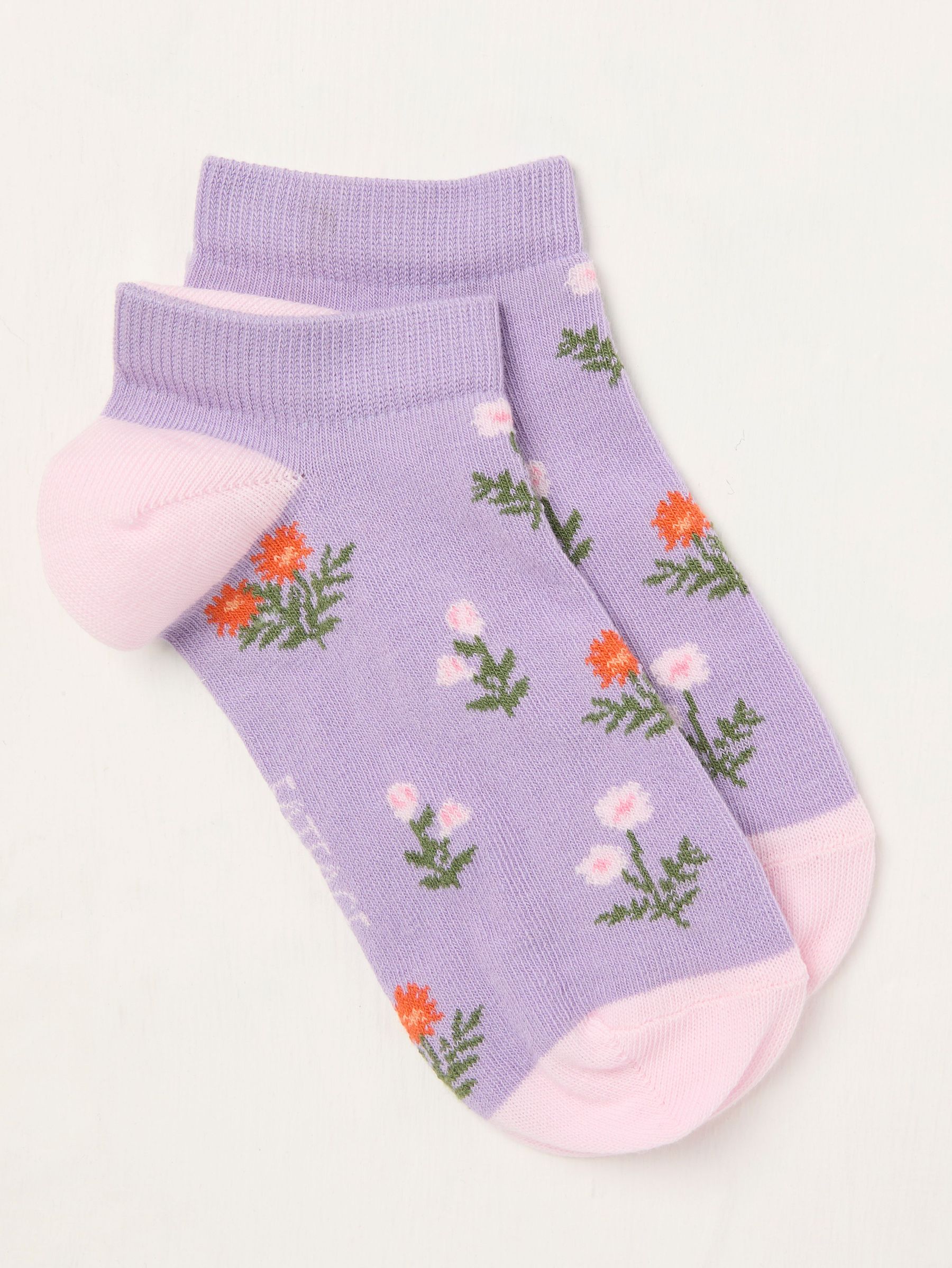 Lilac Purple Floral Trainer Socks (AT9298) | $10
