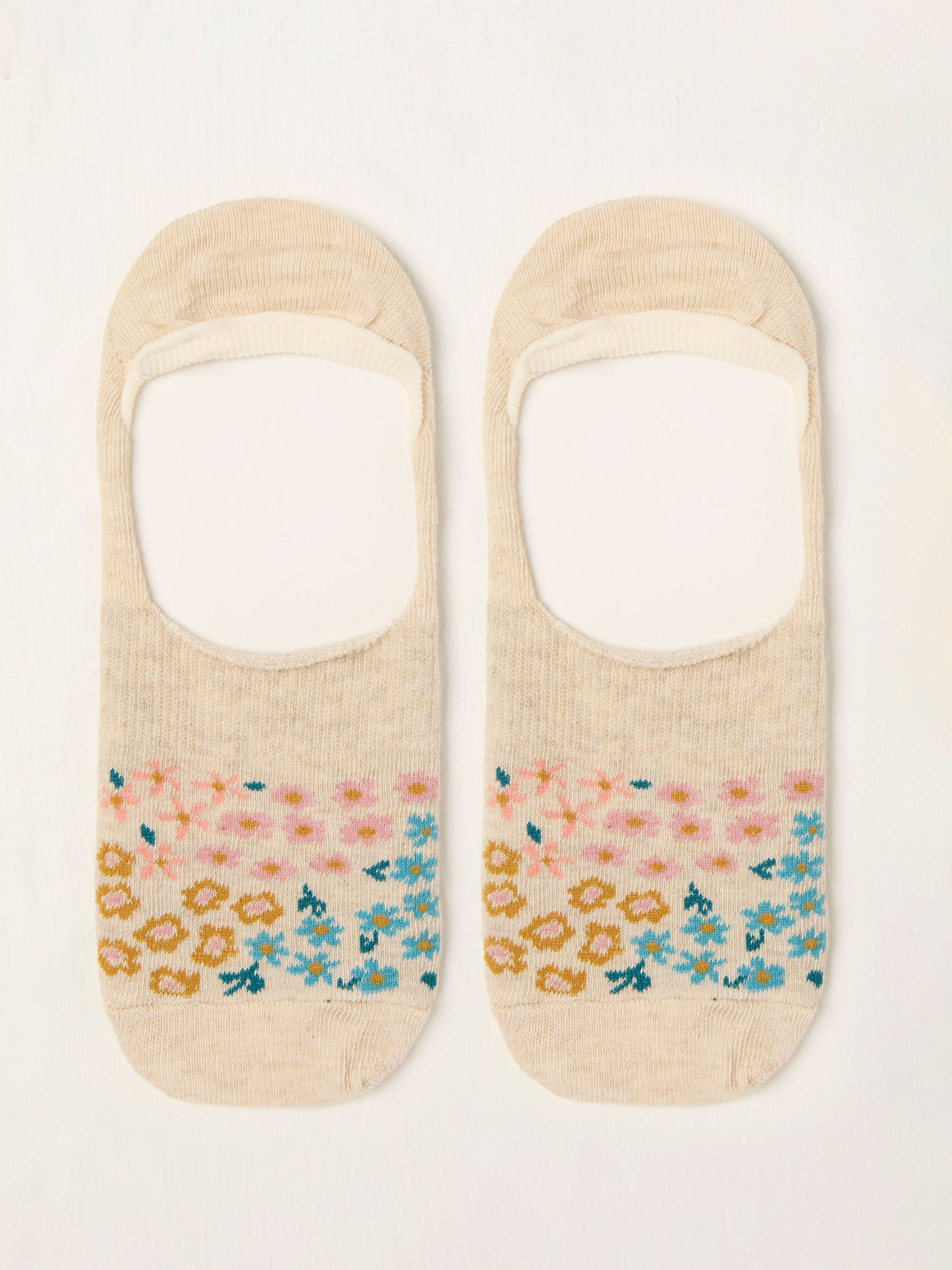 Oatmeal Floral Footsie Socks (AT9314) | $8