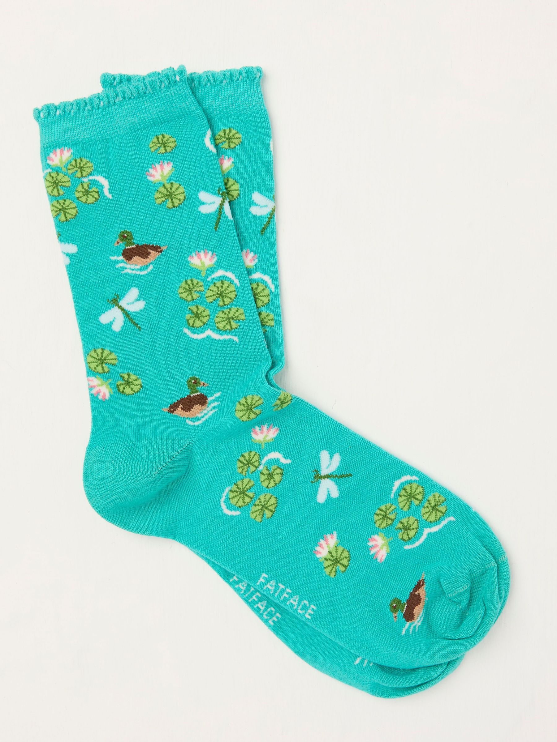Teal Blue Lilypad Socks (AT9317) | $10
