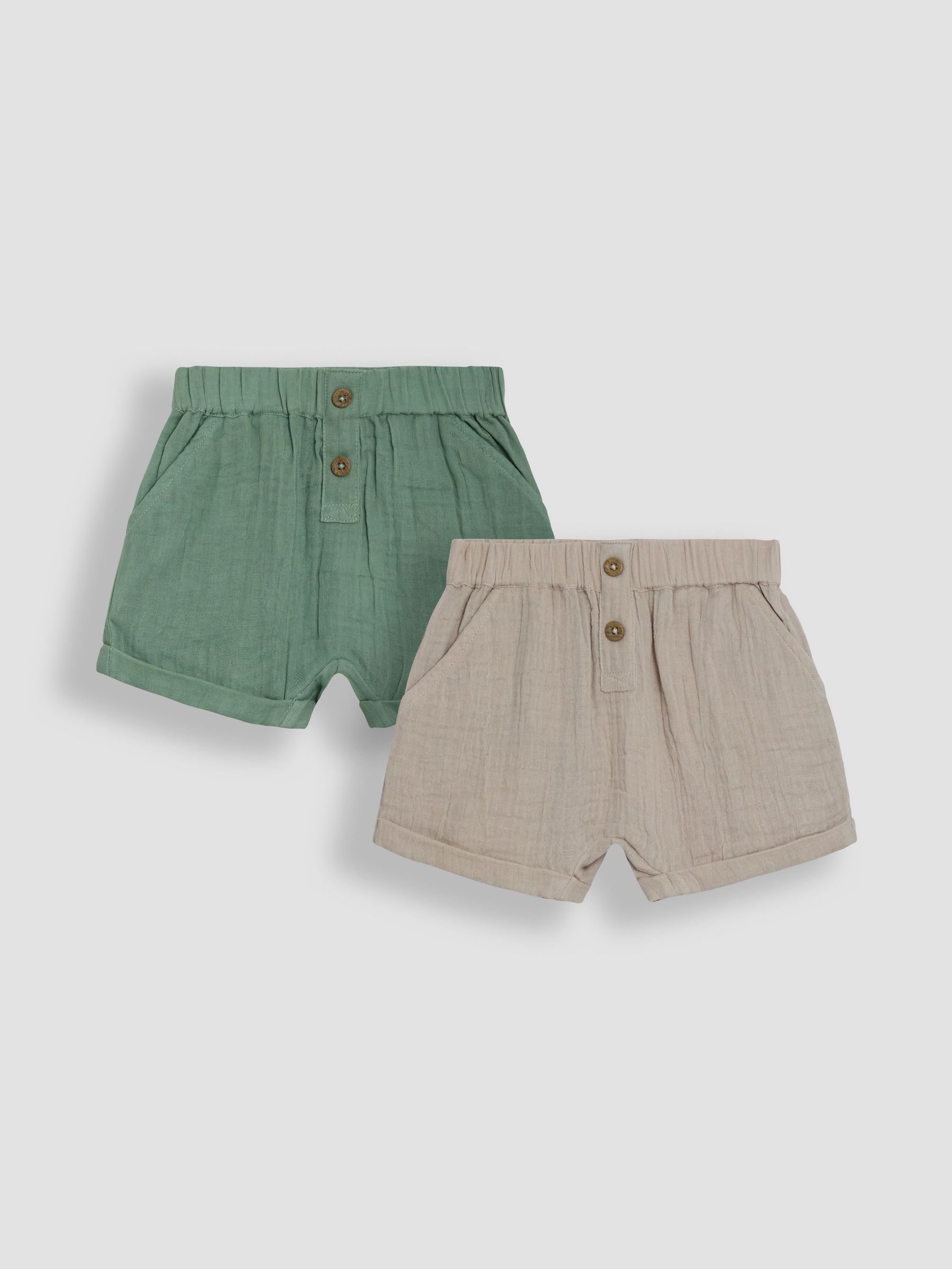 Natural Stone & Khaki Green 2-Pack Cheesecloth Shorts (AU0417) | $38 - $41