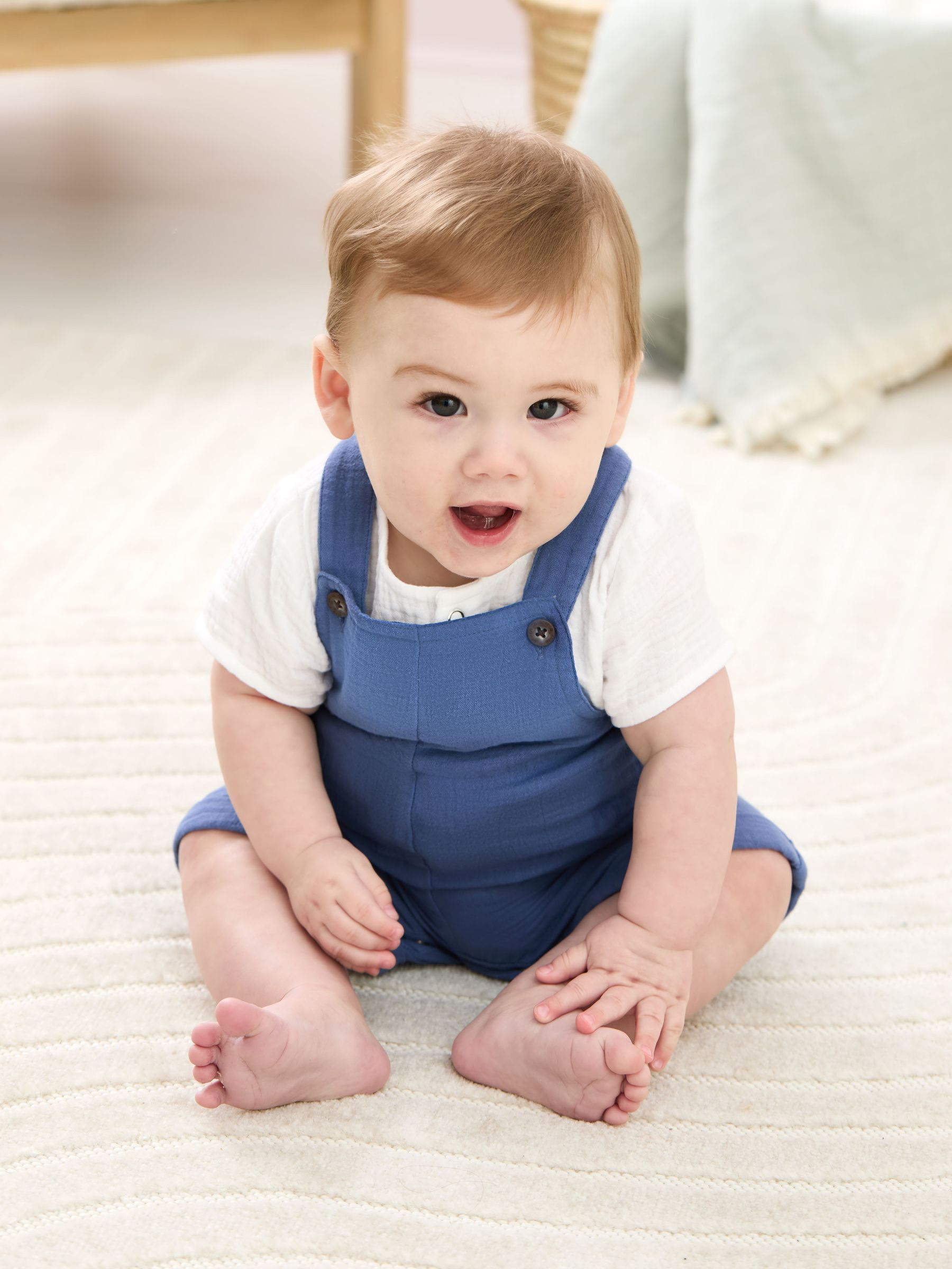 Blue 2-Piece Cheesecloth Dungarees & Bodysuit Set (AU0427) | $43 - $45