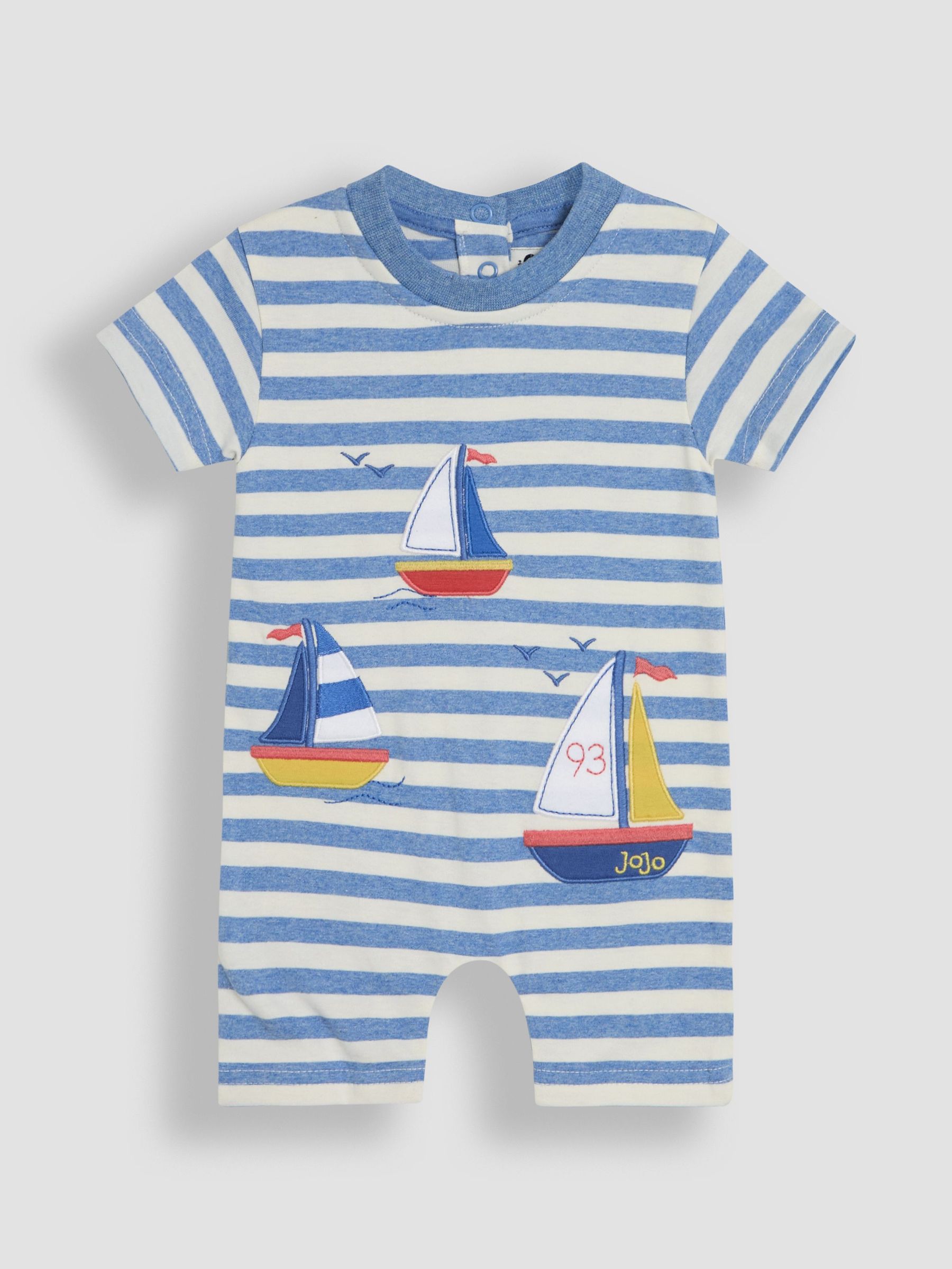 Blue Boat Dino Scene Romper (AU0438) | $34 - $36