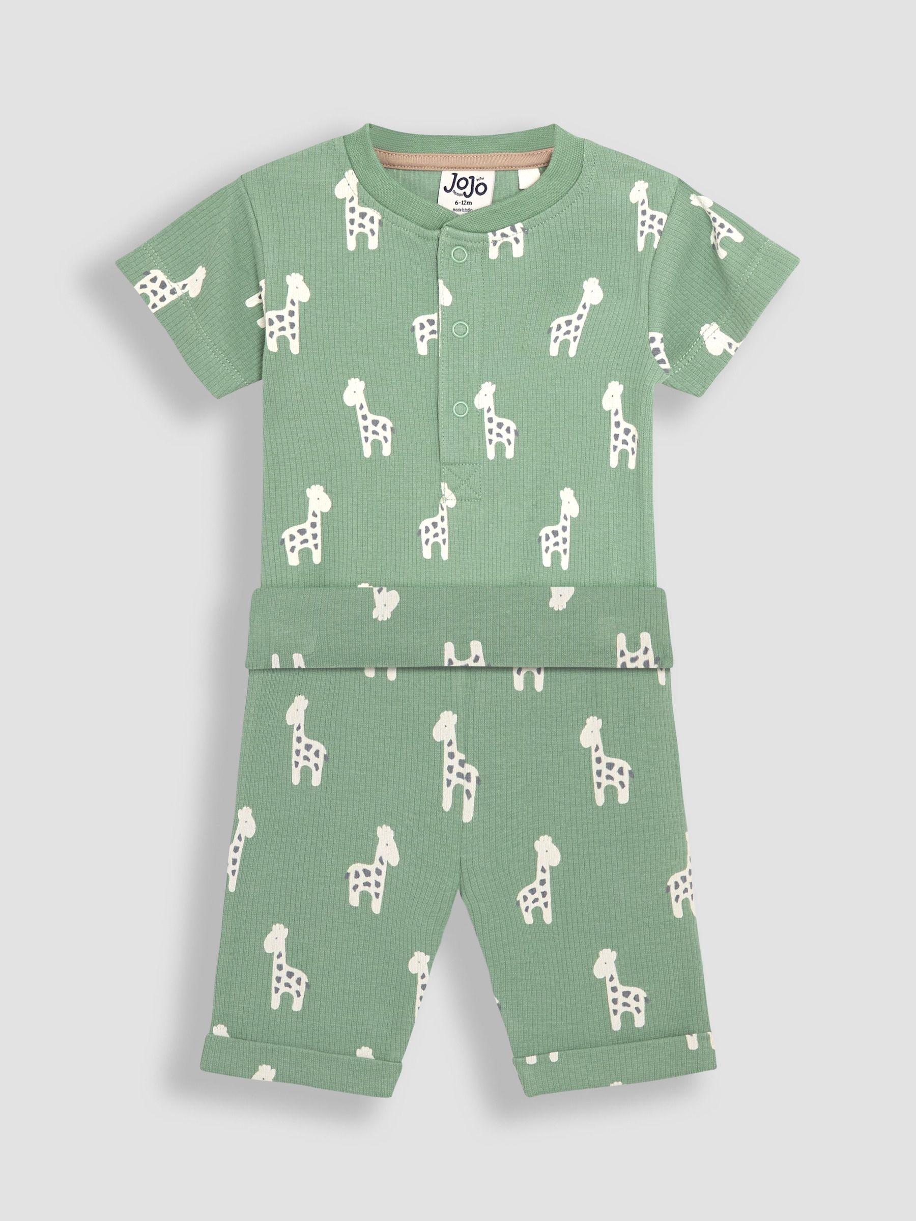Green Giraffe 2-Piece Ribbed Bodysuit & Shorts Set (AU0484) | $38 - $39