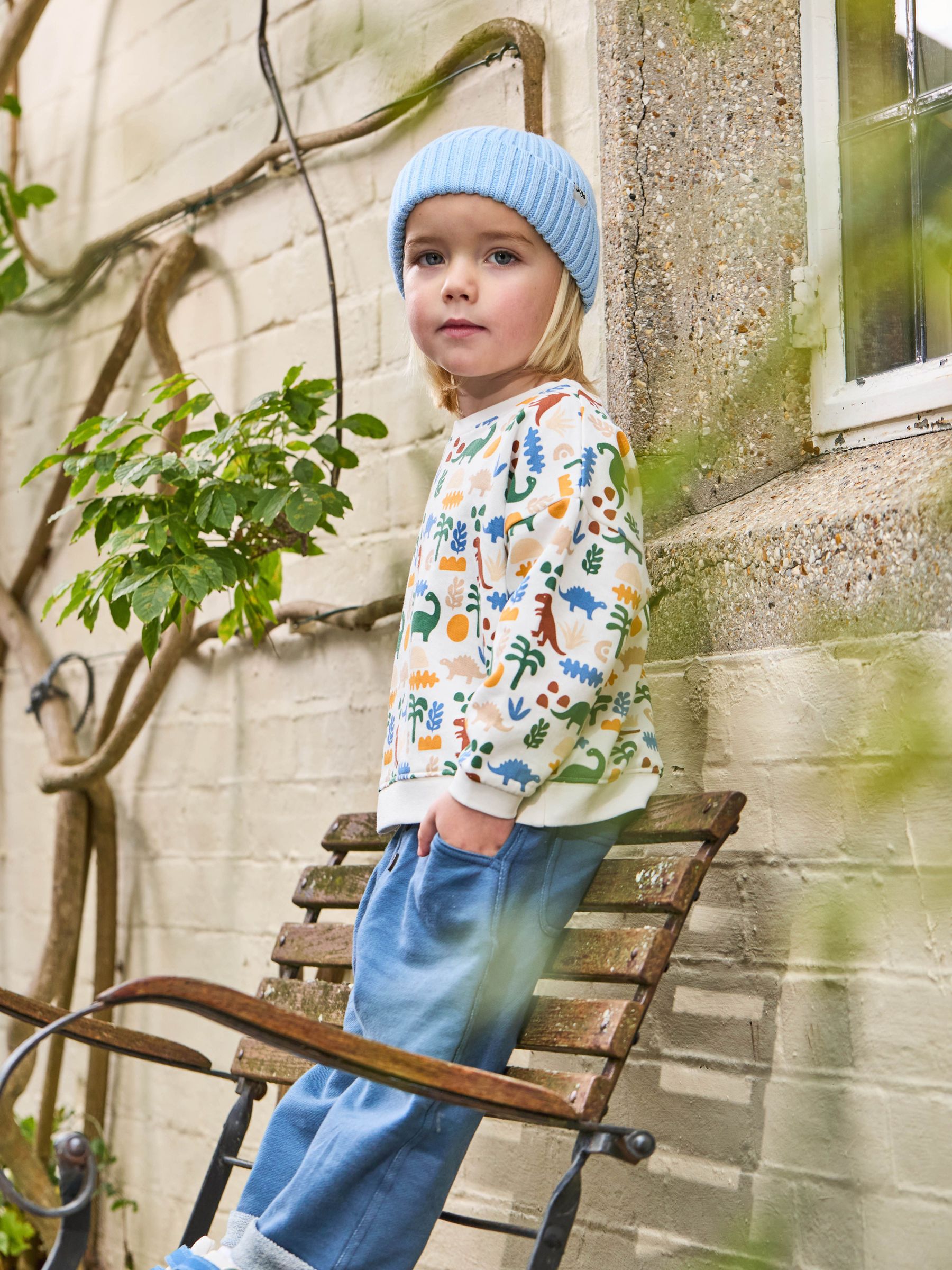 Ecru Cream Papercut Dino Print Sweatshirt (AU0499) | $41 - $46