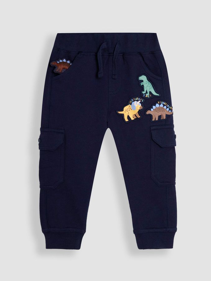 Navy Blue Dinosaur Badge Cargo Joggers (AU0606) | $33 - $38