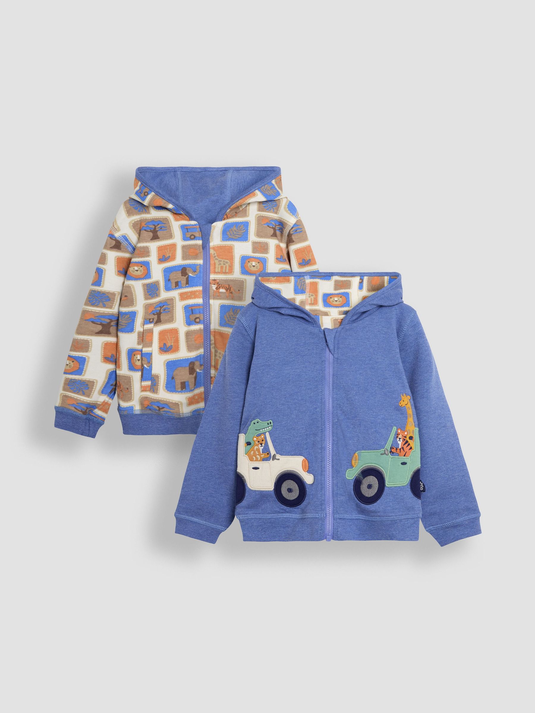 Denim Safari Animals Appliqué Reversible Hoodie (AU0608) | $46 - $51