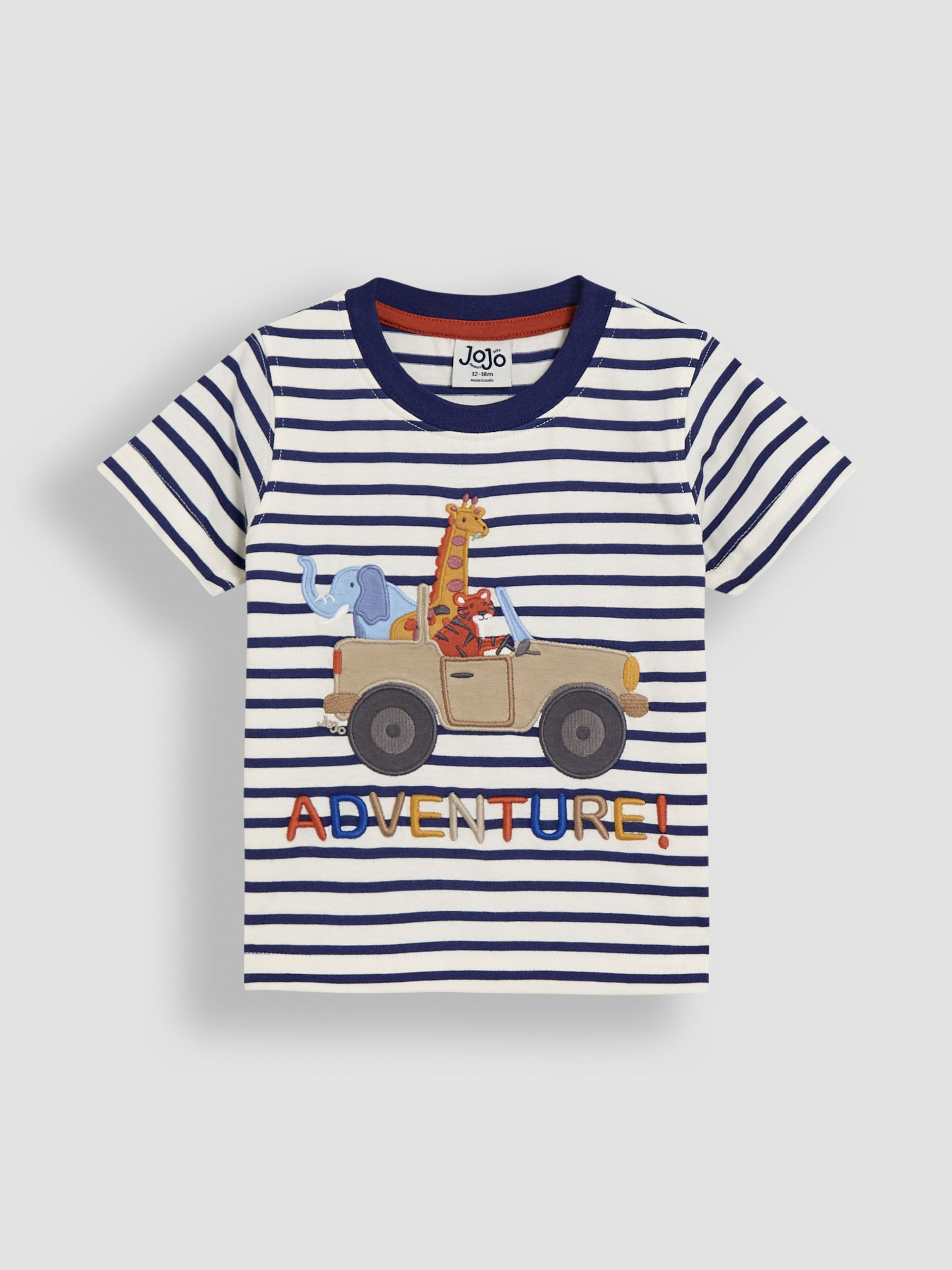 Ecru Navy Stripe Safari Appliqué T-Shirt (AU2211) | $27 - $31