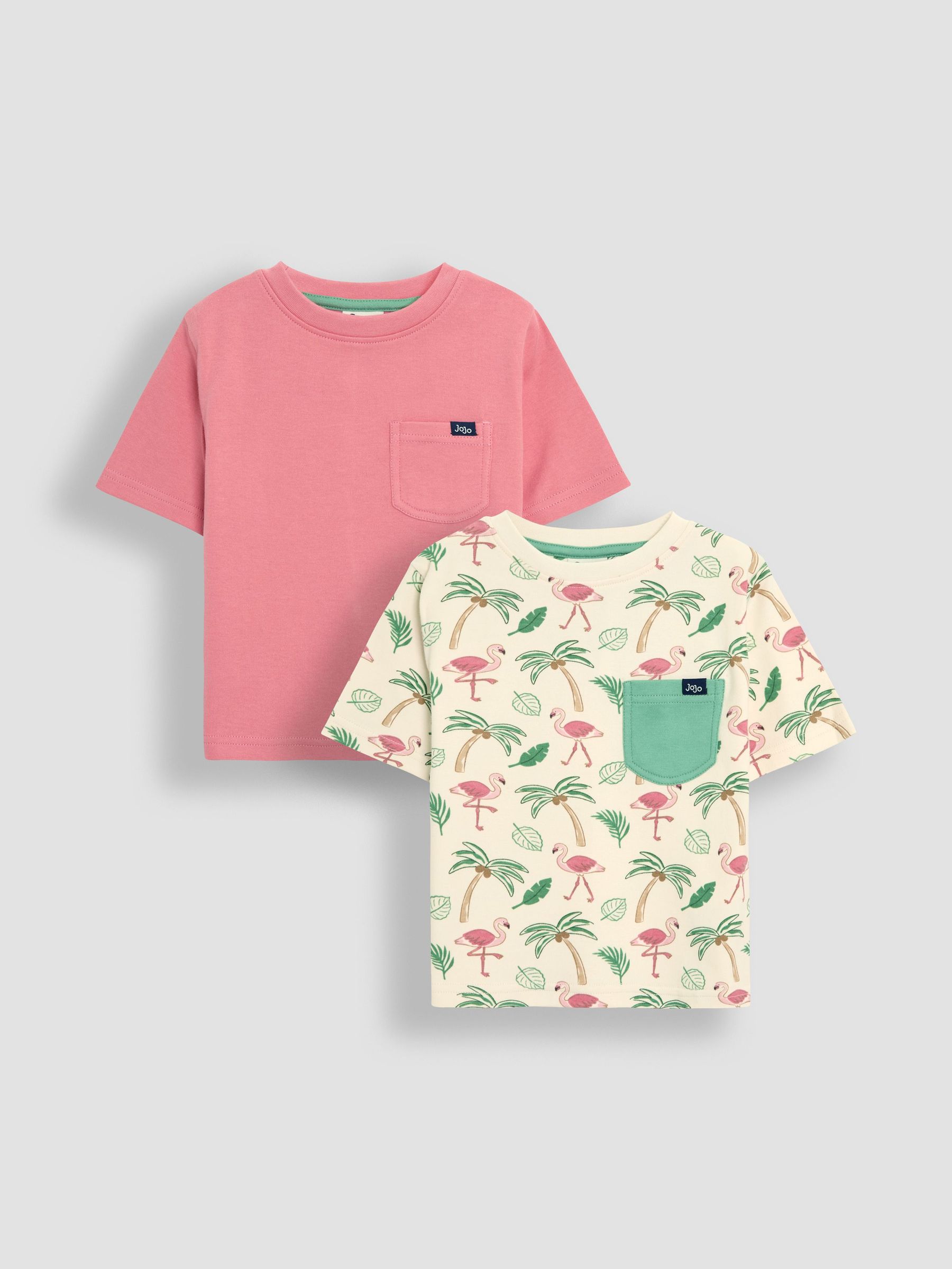Ecru Flamingo 2-Pack Printed & Plain T-Shirts (AU2251) | $34 - $39