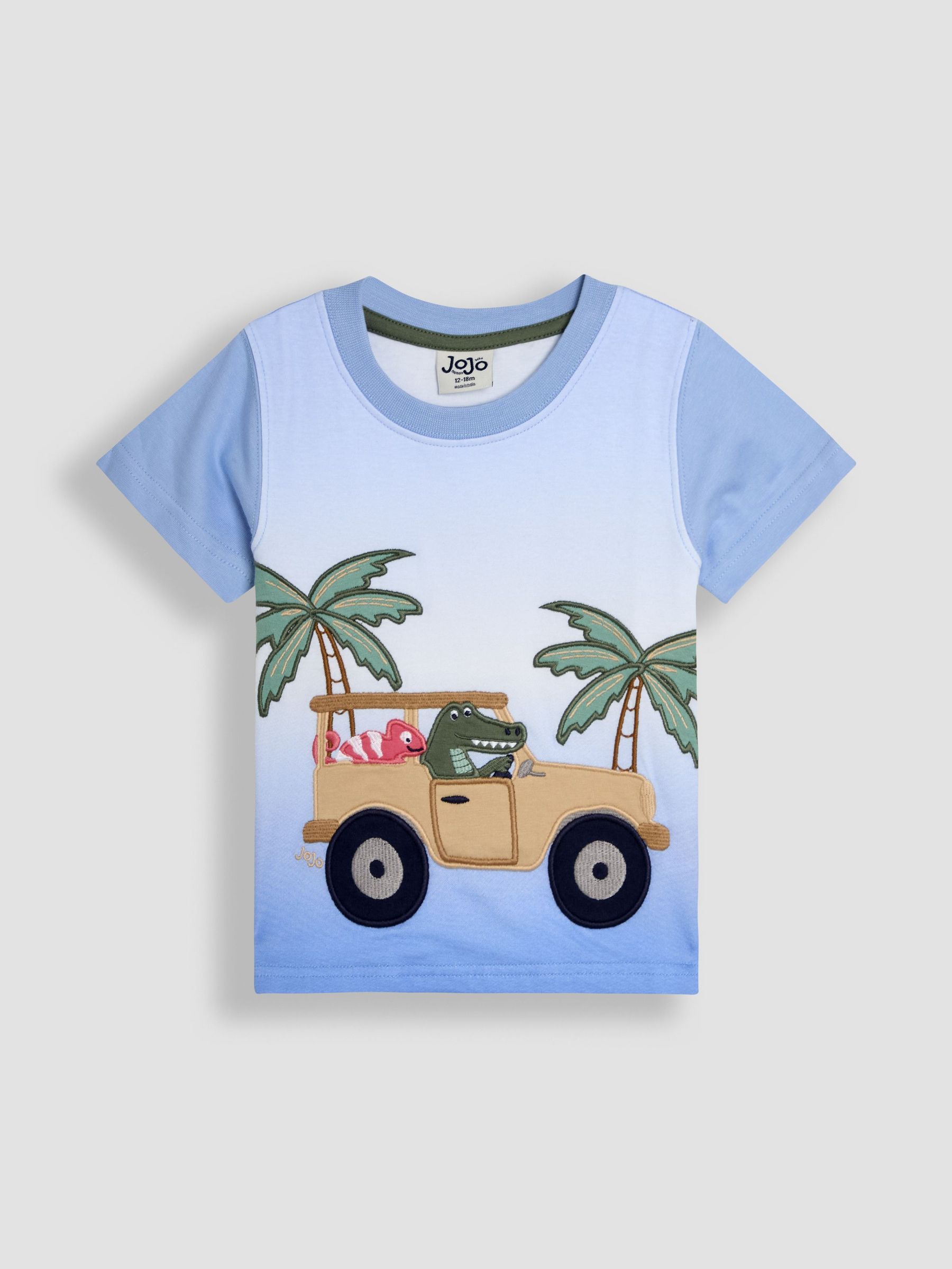 Blue Tropical Jeep Appliqué Ombre 100% Cotton T-Shirt (AU2255) | $27 - $33