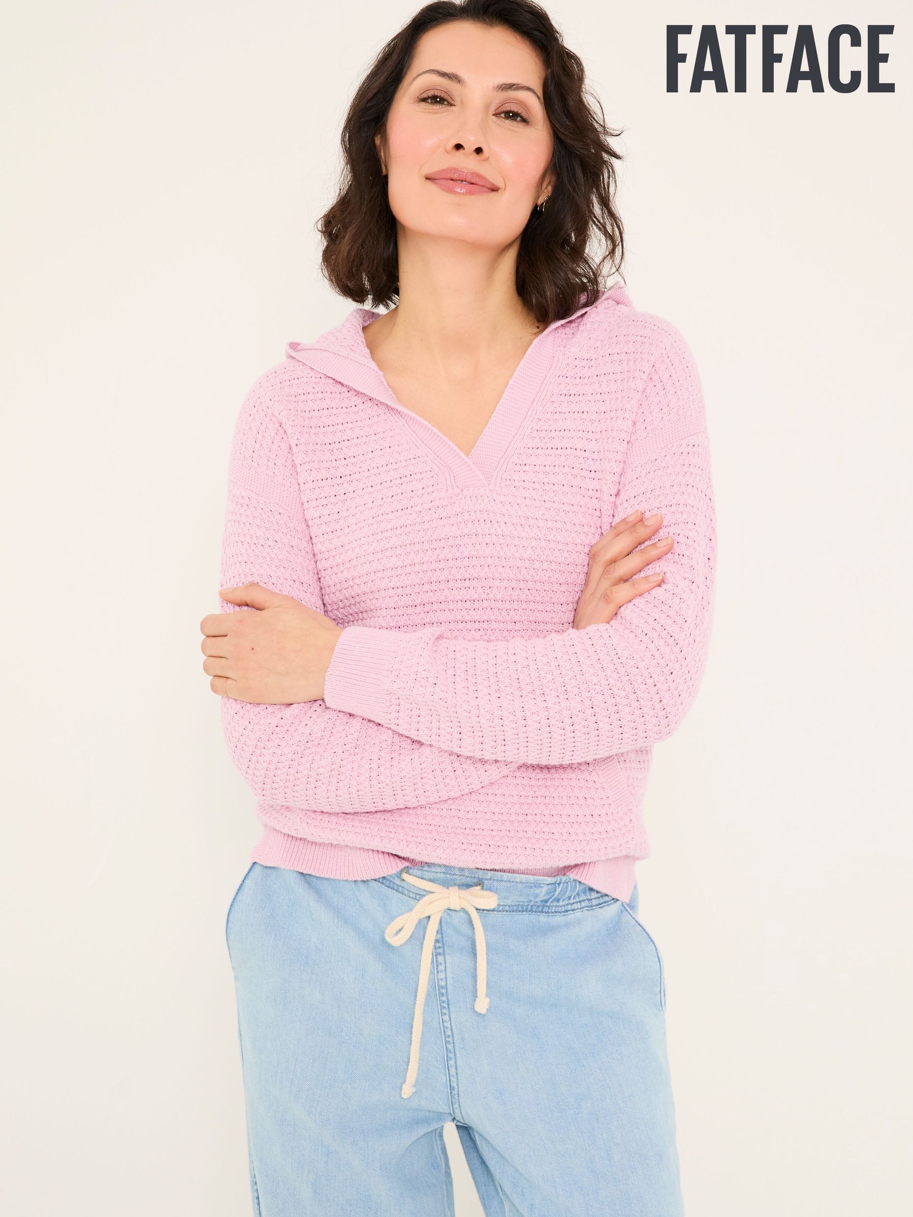 Sutton Blush Pink Textured Knitted Hoodie (AU2612) | $96