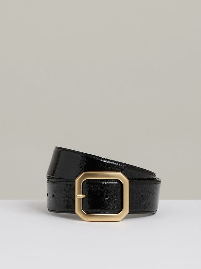 Leather Edged-Buckle Belt in Black (AU4119) | €125