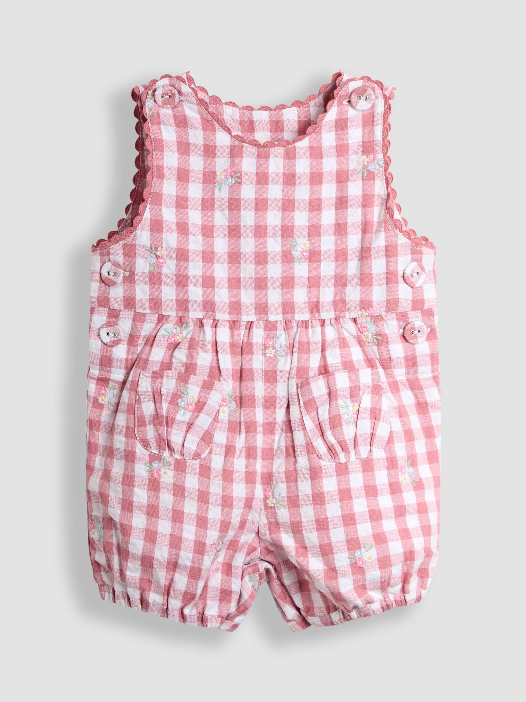Pink Floral Embroidered Gingham Dungarees (AU4164) | $43 - $45