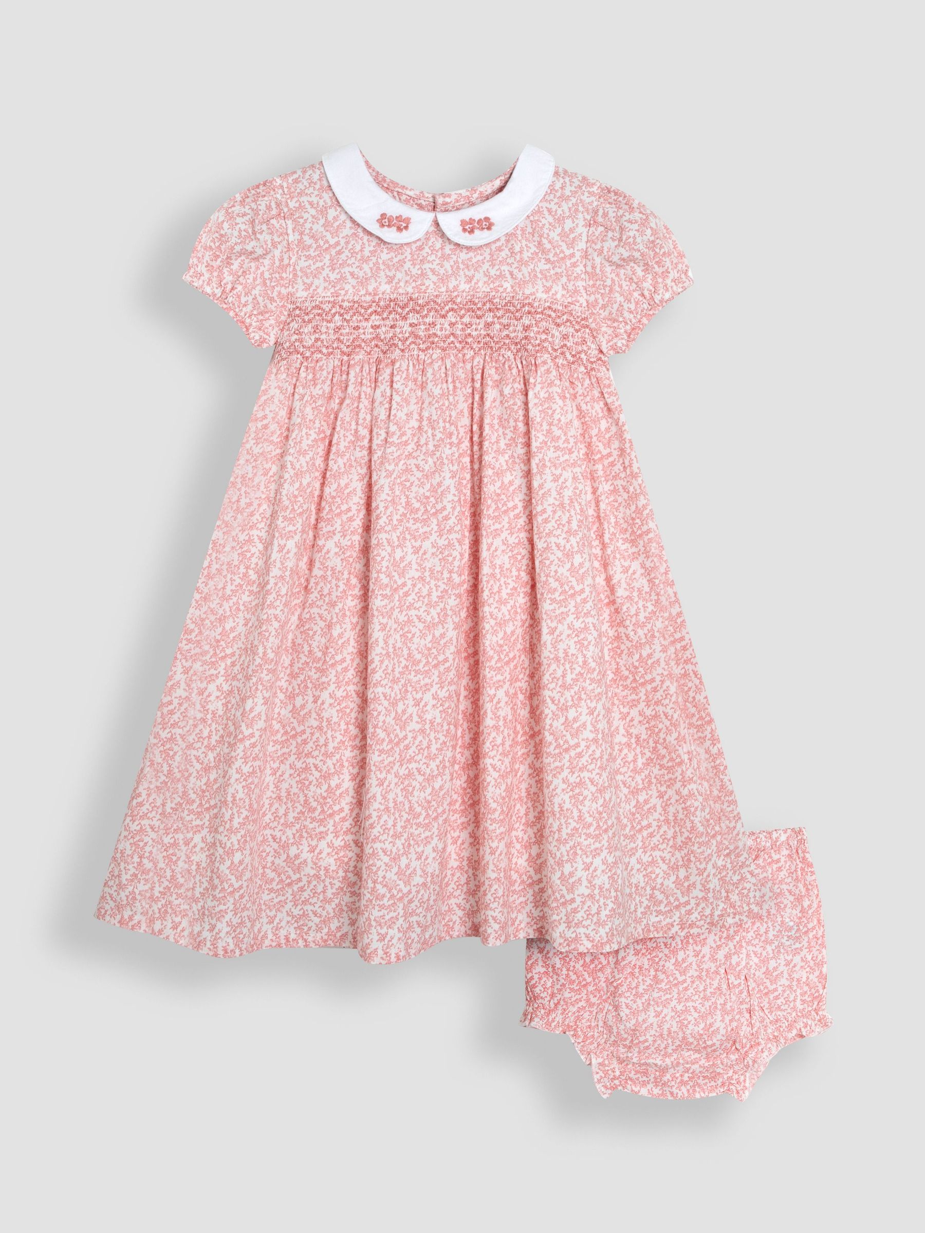 Pink Ditsy Floral Smocked Woven 100% Cotton Dress (AU4168) | $51 - $62