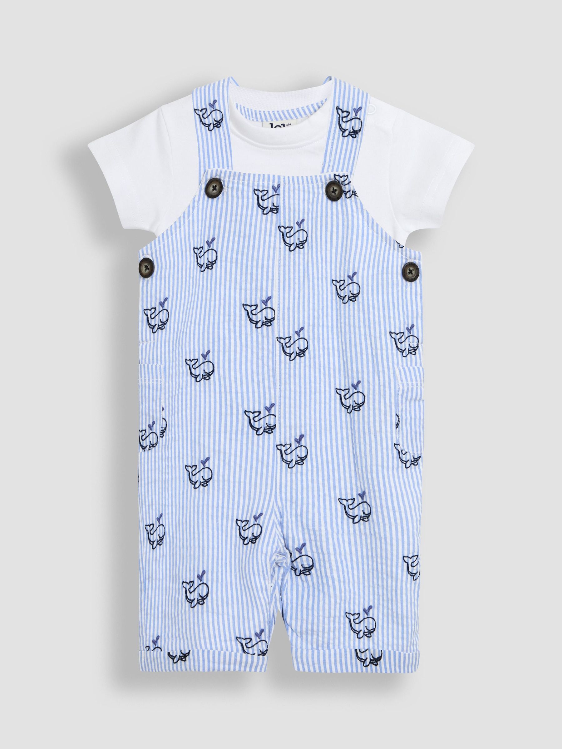 Blue 2-Piece Chicks Embroidered Dungarees & Body Set (AU4173) | $51 - $55