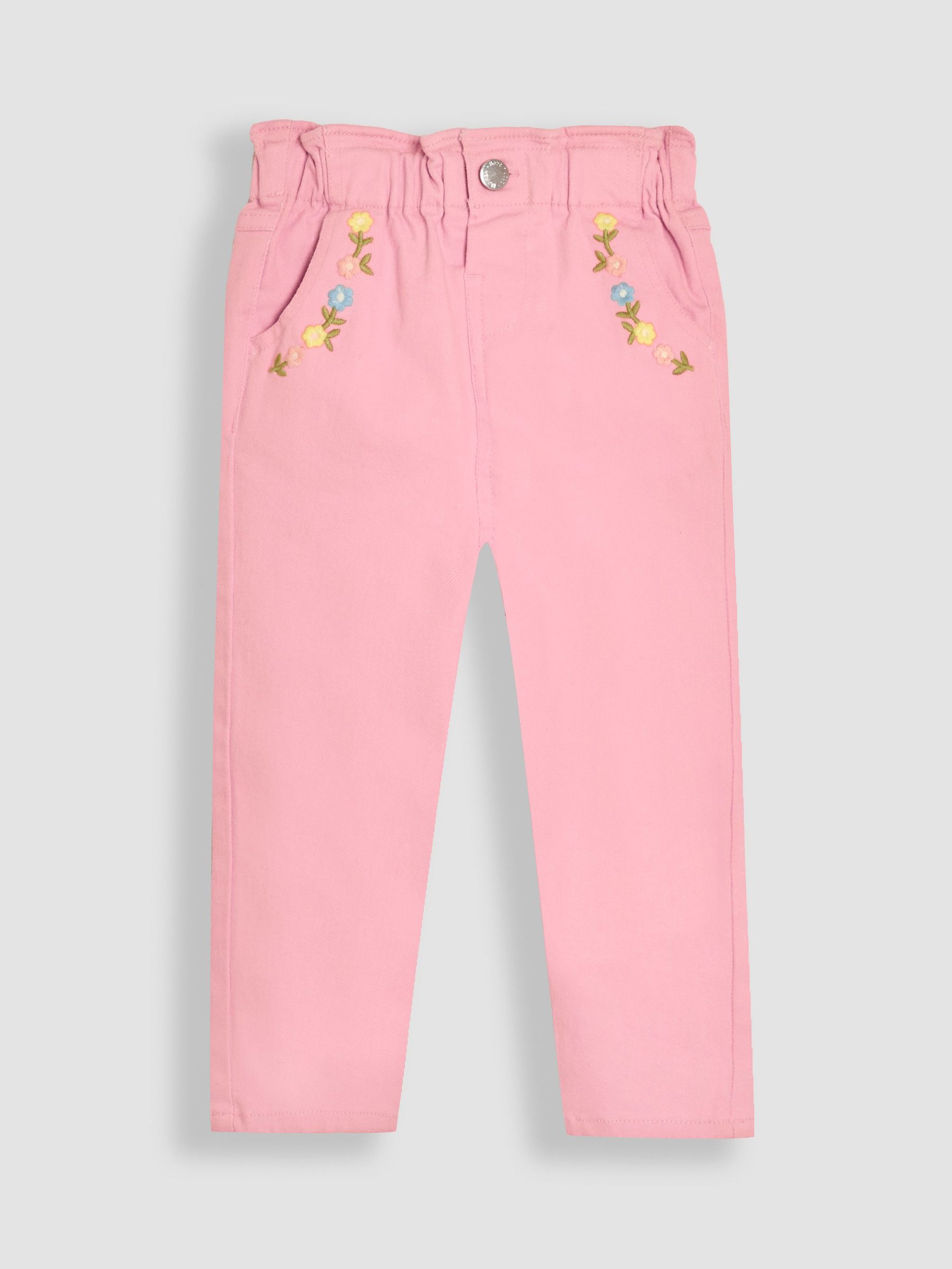 Pink Floral Print Embroidered Twill 100% Cotton Trousers (AU4175) | $31 - $36