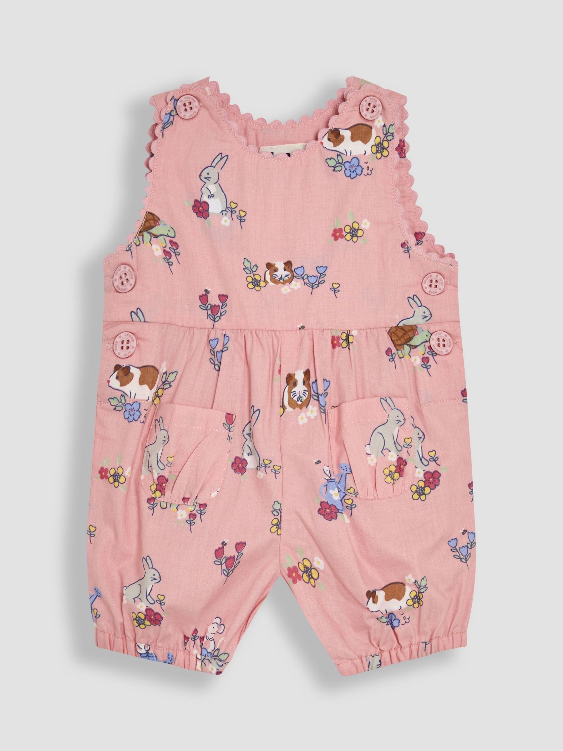 Pink Guinea Pig Printed 100% Cotton Dungarees (AU4179) | $38 - $39