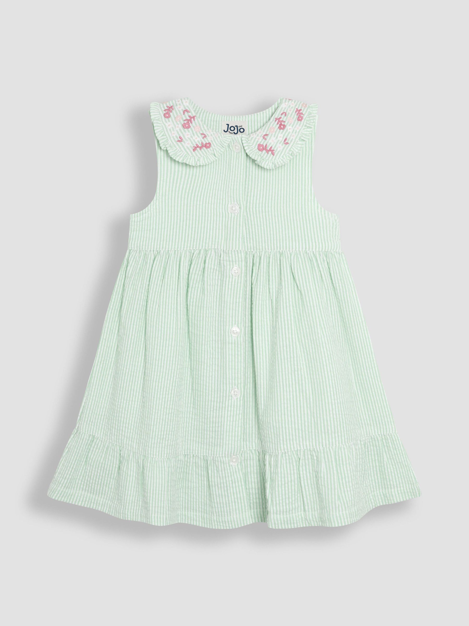 Green Floral Embroidered Collar Button Through Dress (AU4204) | $34 - $39