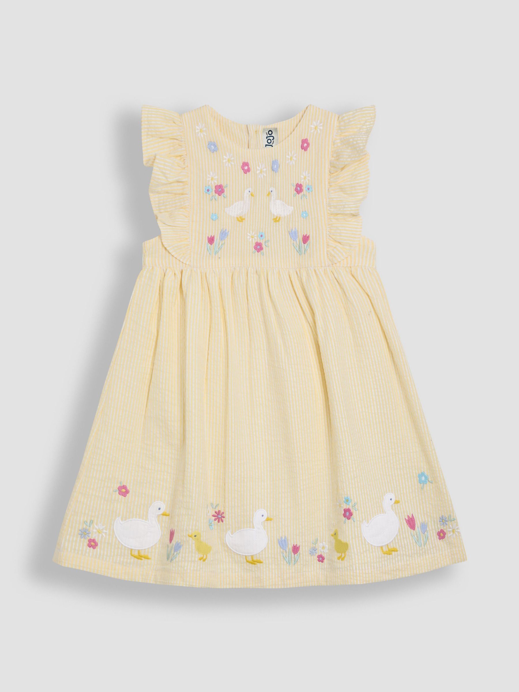 Yellow Duck Appliqué Seersucker Summer Dress (AU4206) | $41 - $46