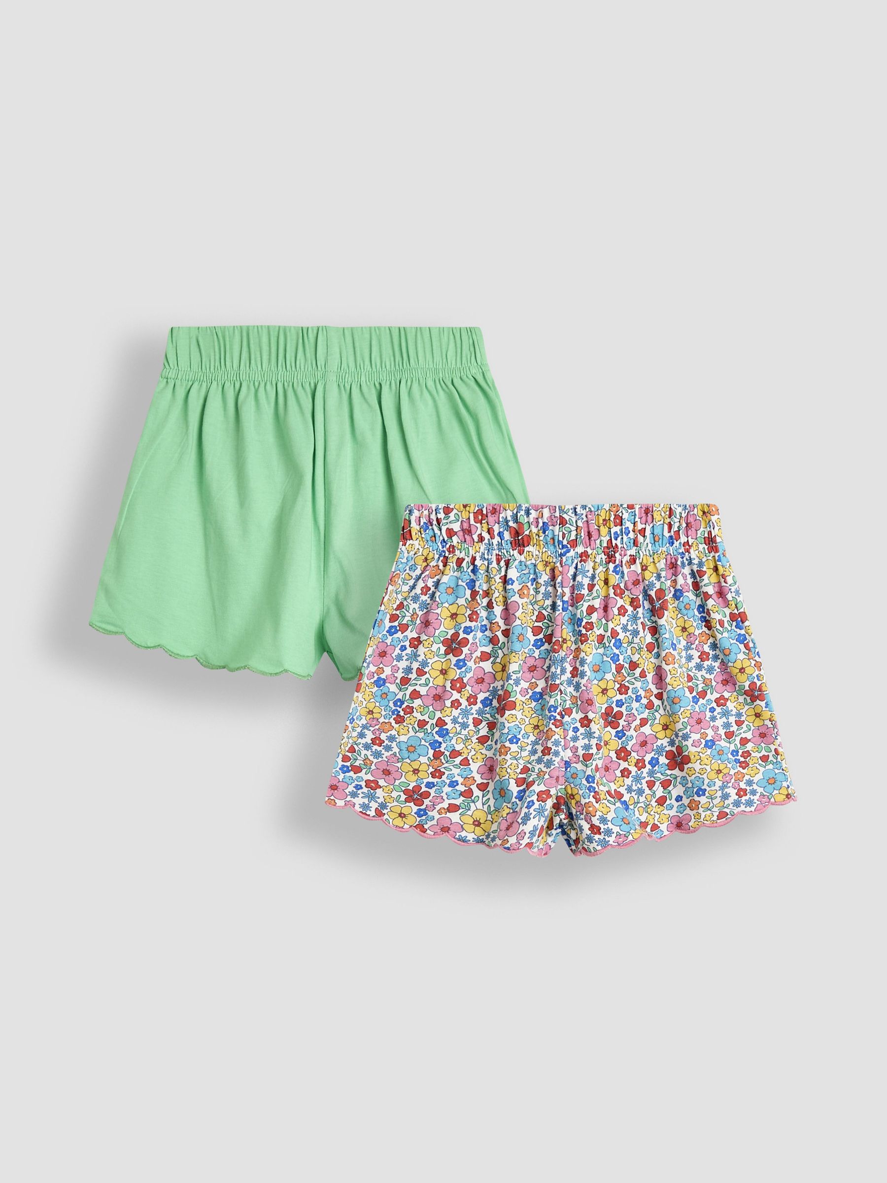 Green Floral 2-Pack Scallop Hem Shorts (AU4586) | $29 - $34