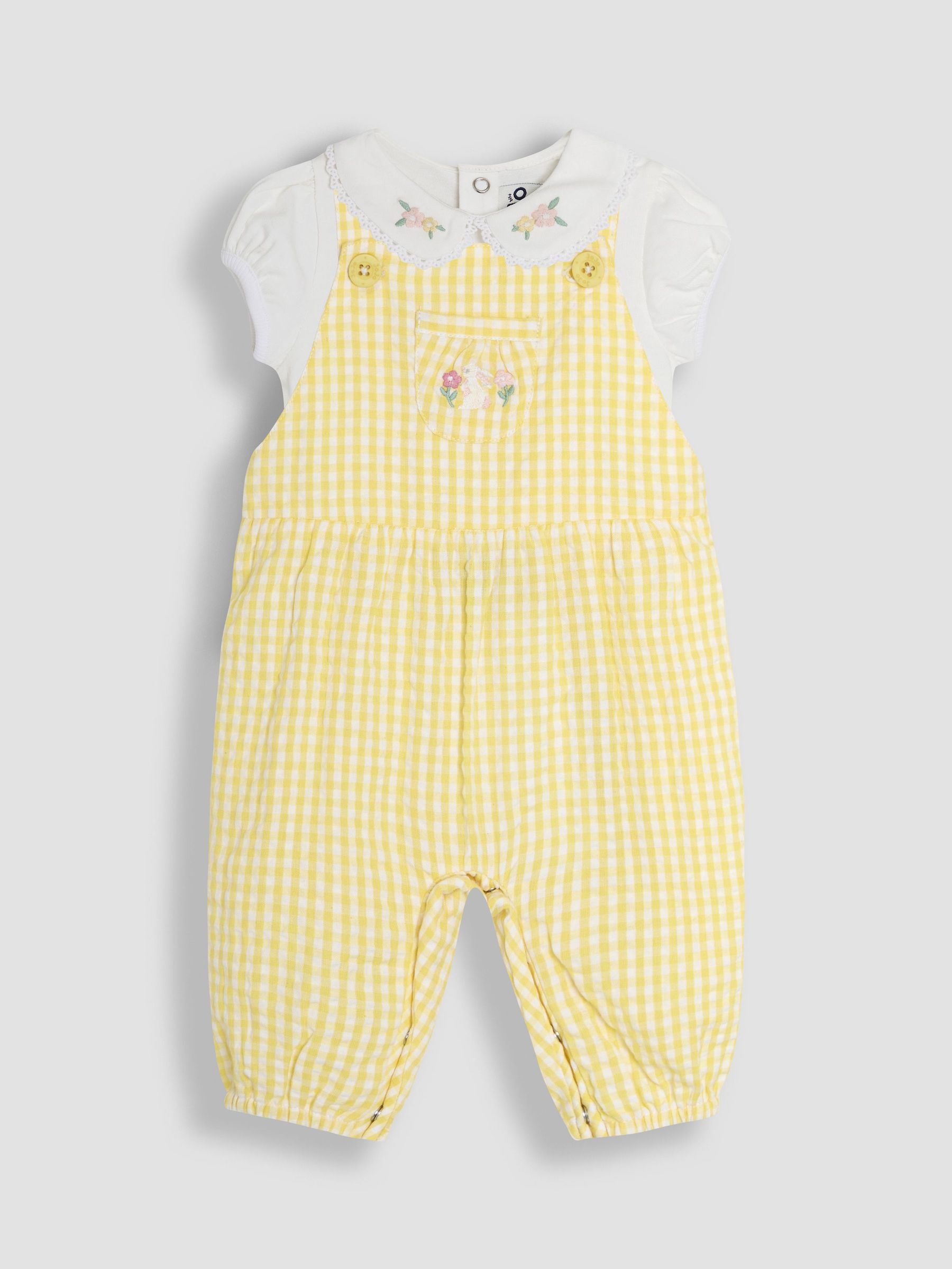 Yellow Bunny Embroidered Dungarees & Body Set 2 Piece (AU4603) | $51 - $55