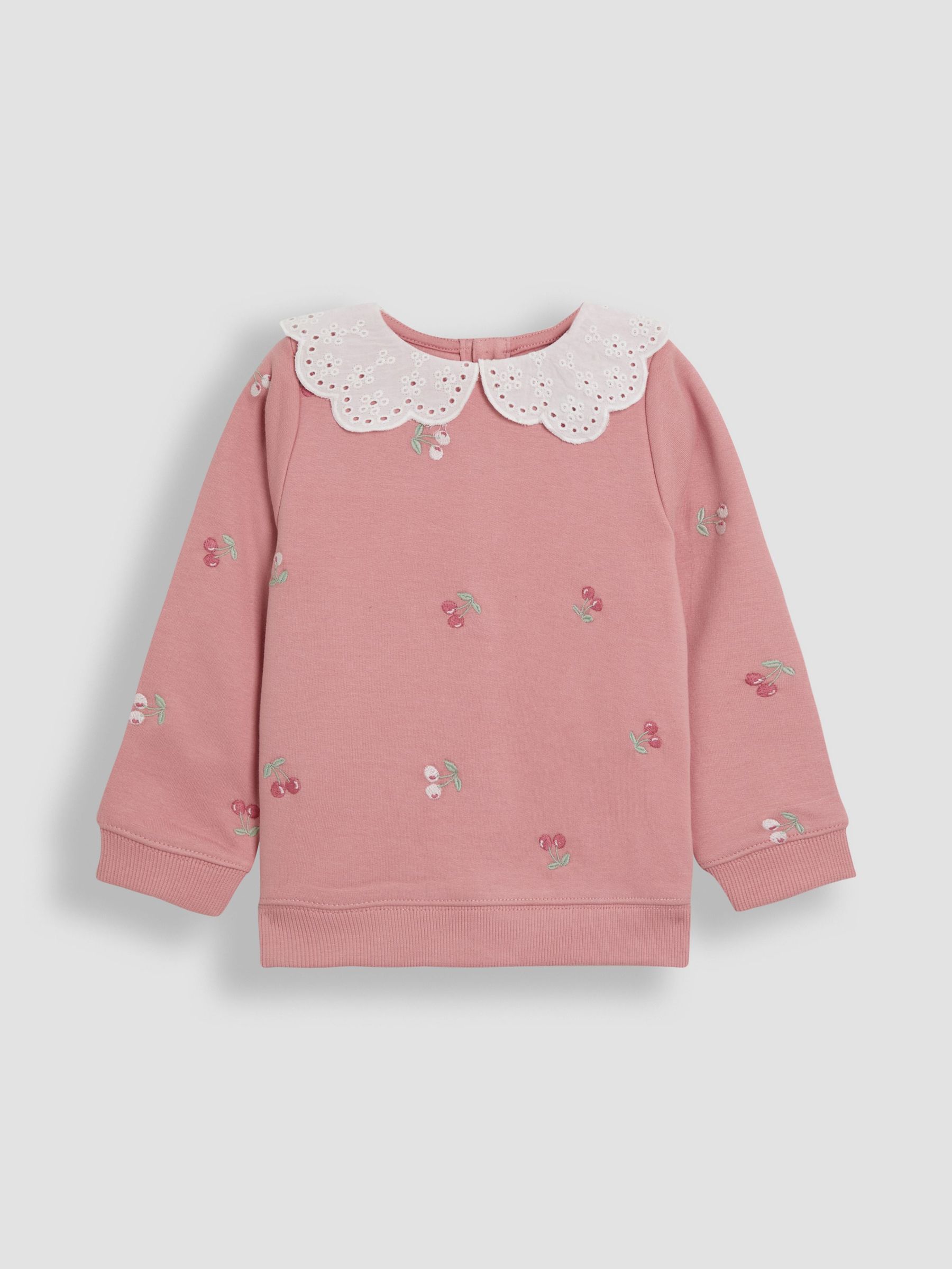 Pink Cherry Broderie Collar Sweatshirt (AU4613) | $39 - $45