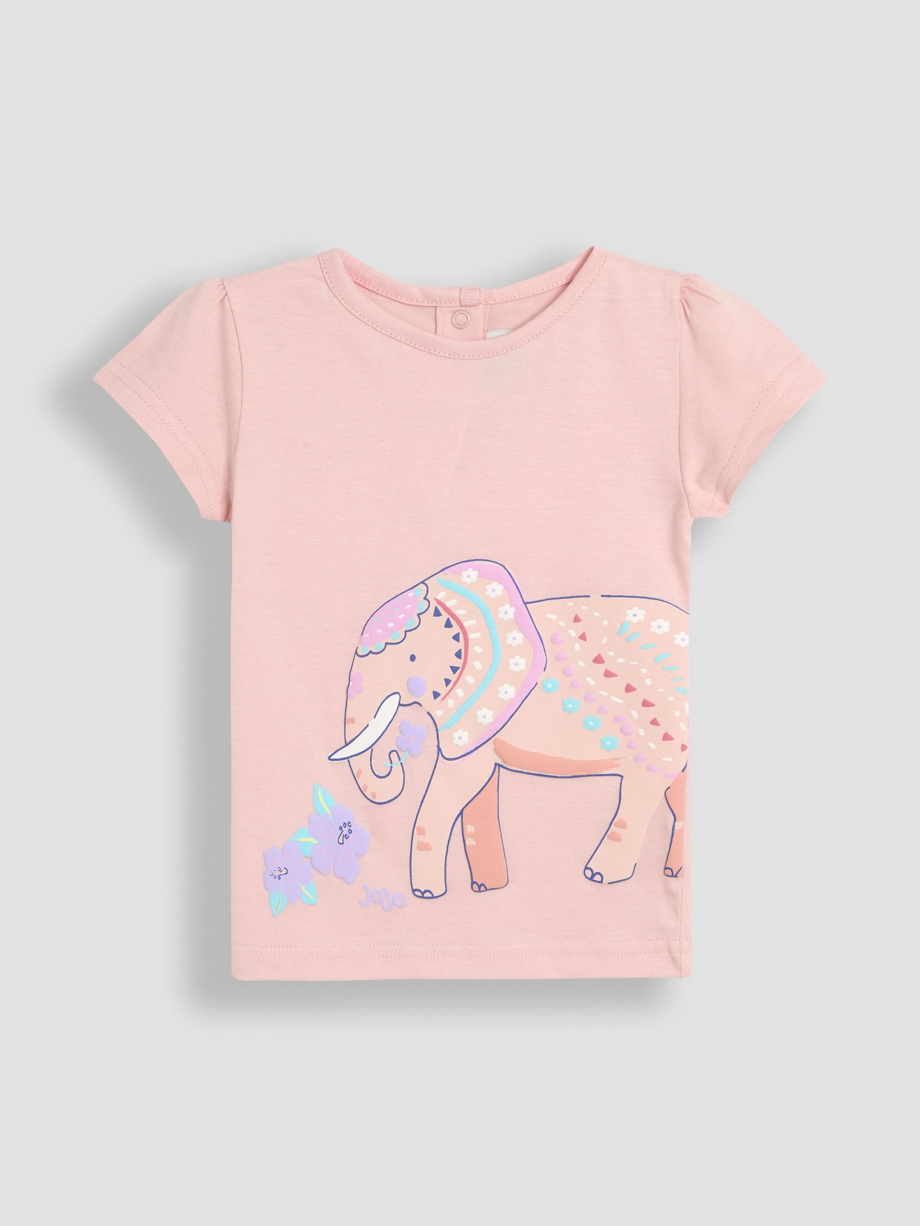 Coral Pink Elephant Printed 100% Cotton T-Shirt (AU4626) | $22 - $27