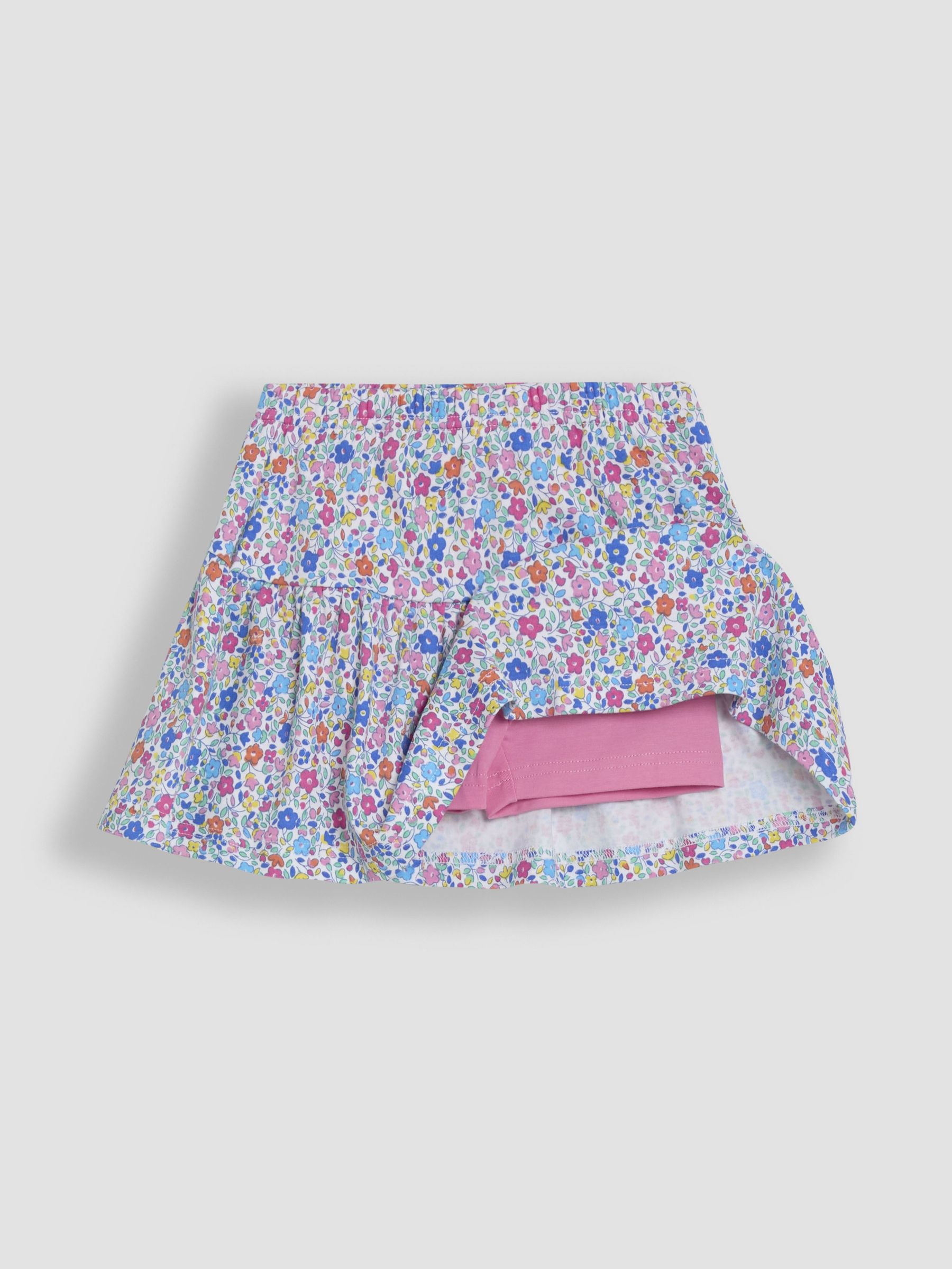 Fuchsia Pink Ditsy Floral Printed 100% Cotton Skort (AU4627) | $26 - $31