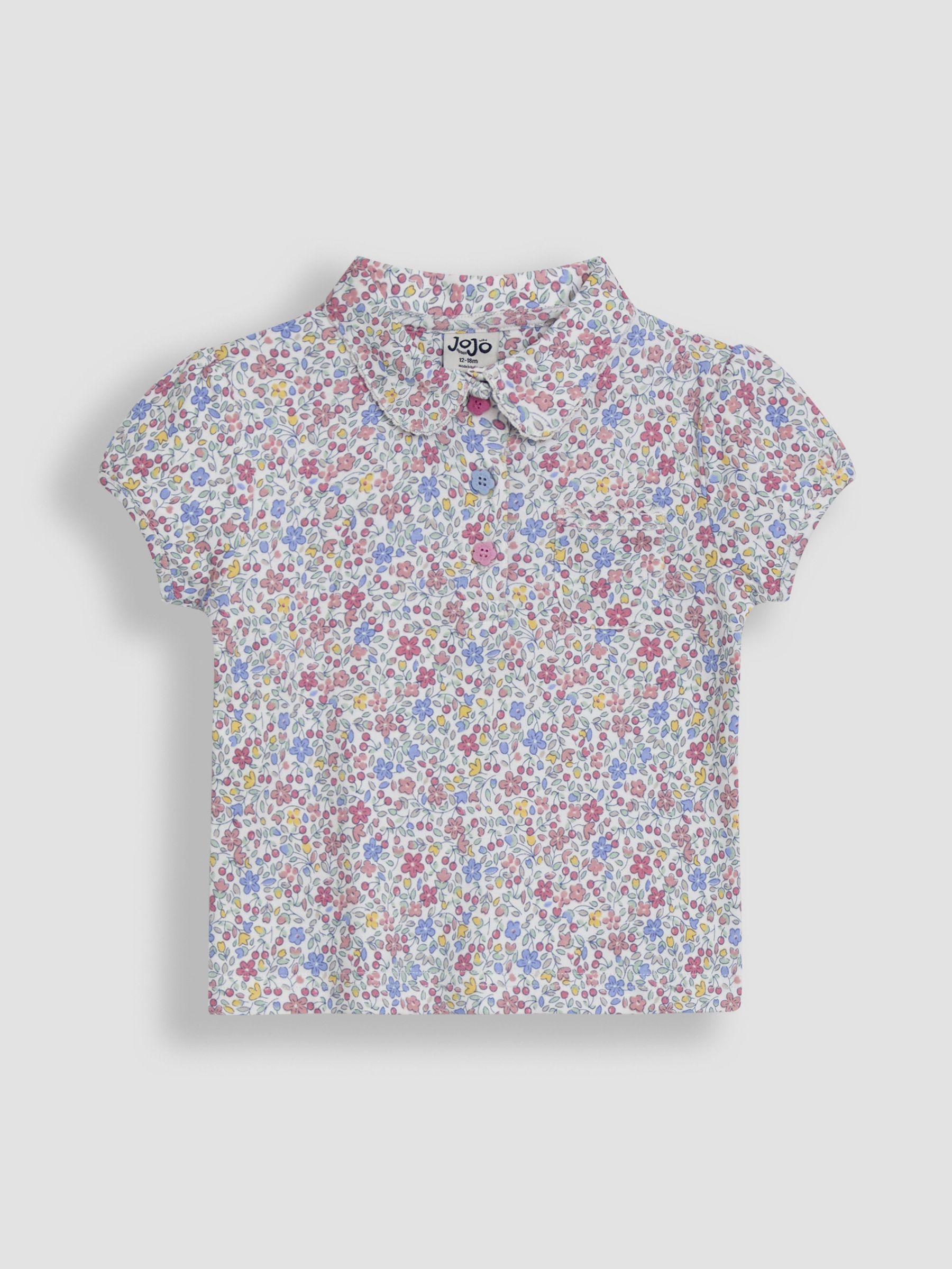 Pink Cherry Ditsy Floral 100% Cotton Pretty Polo Shirt (AU4654) | $24 - $29