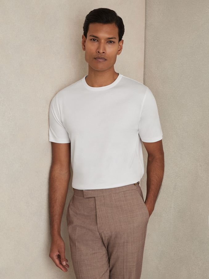 Mercerised-Cotton Crew-Neck T-Shirt in White (AU4877) | $95