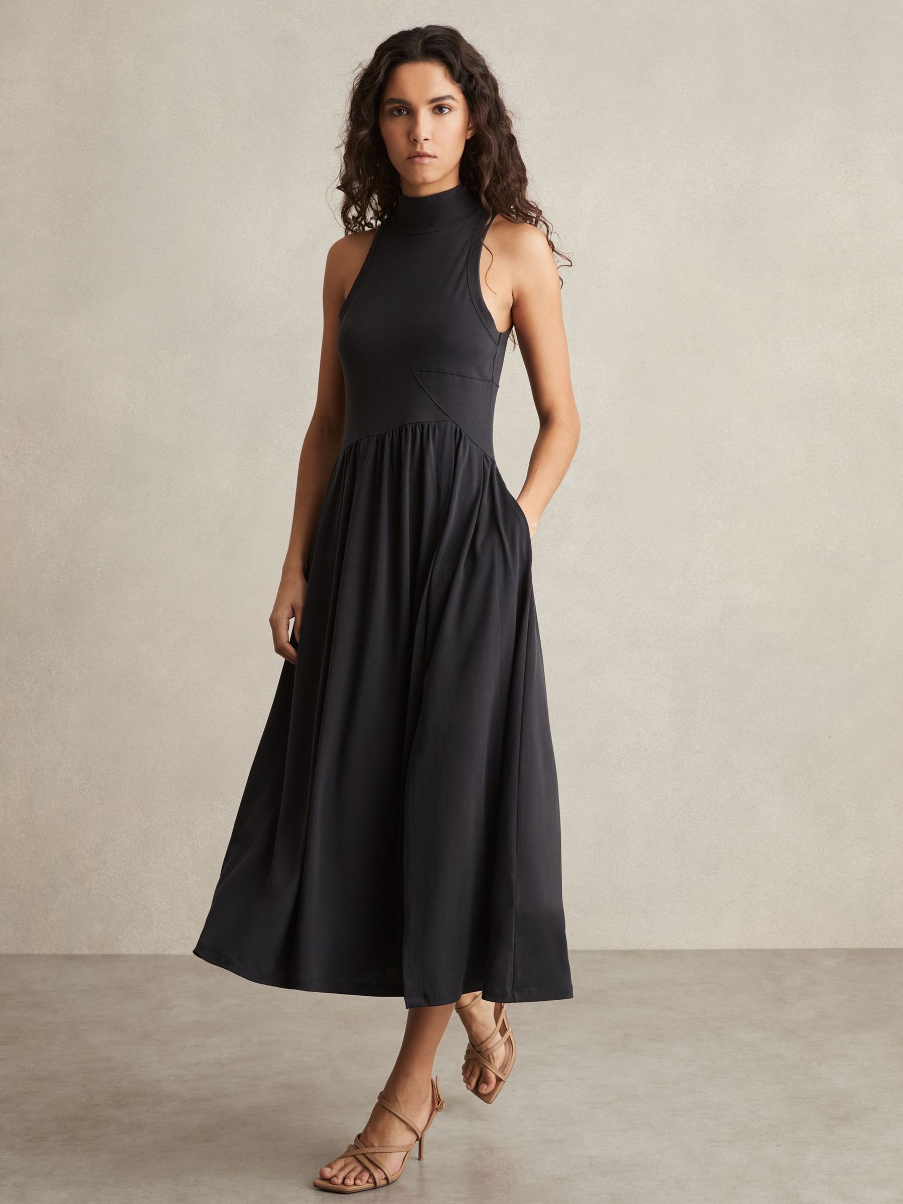 Jersey Sleeveless Midi Dress in Navy (AU4889) | €185