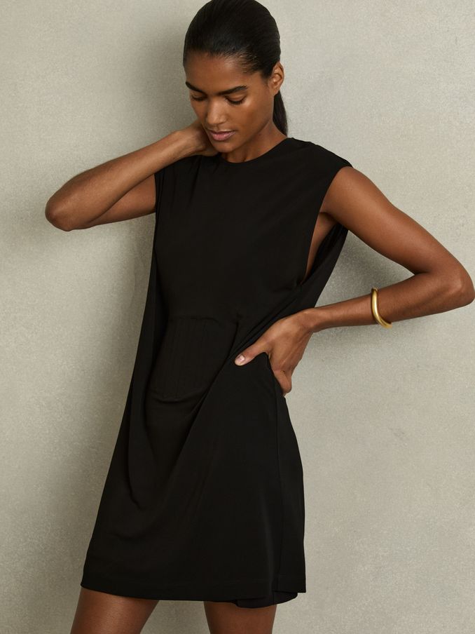 Corset Jersey Mini Dress in Black (AU4895) | US$196